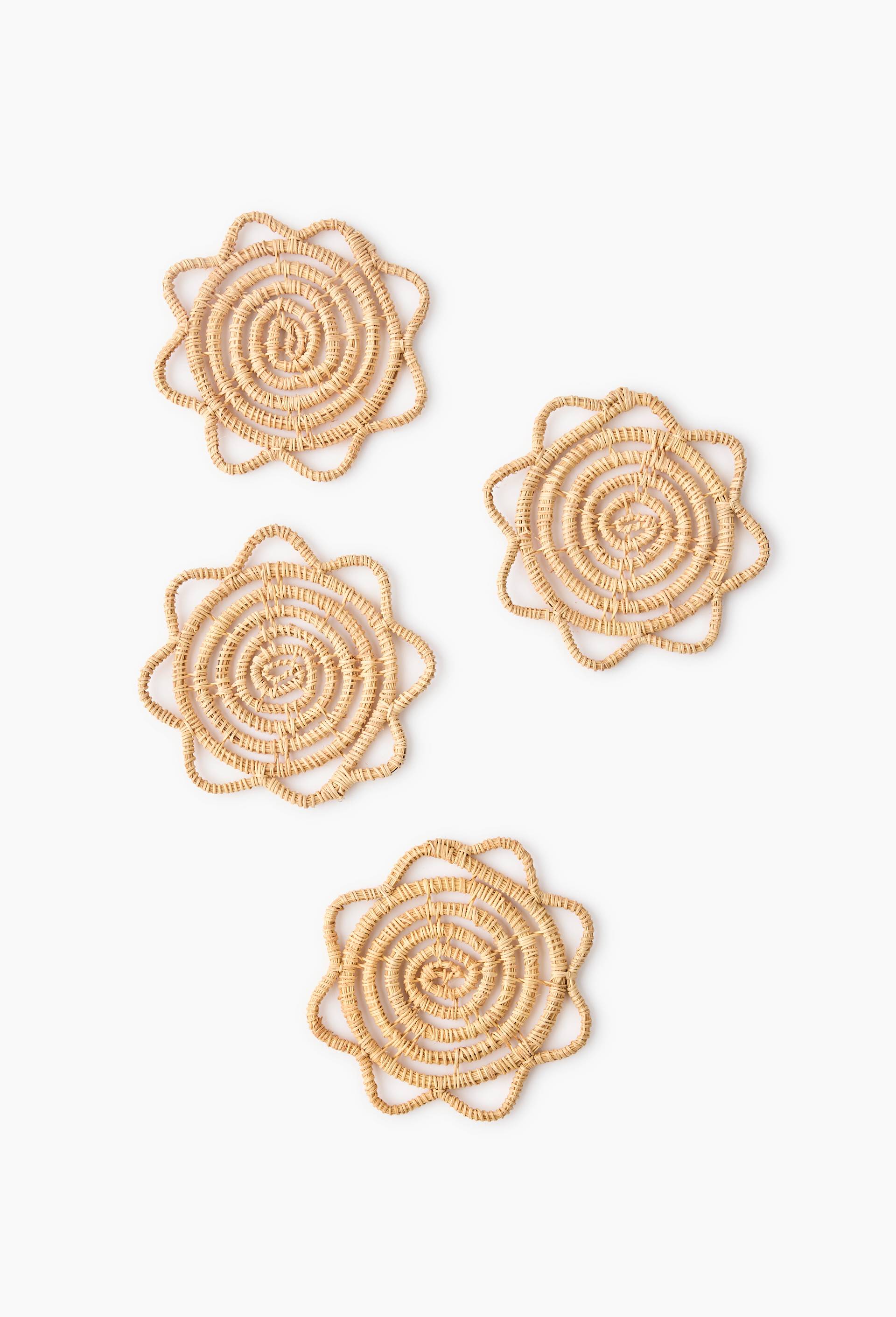 Lot de 4 dessous de verre, 10cm, Beige clair, large image number 0
