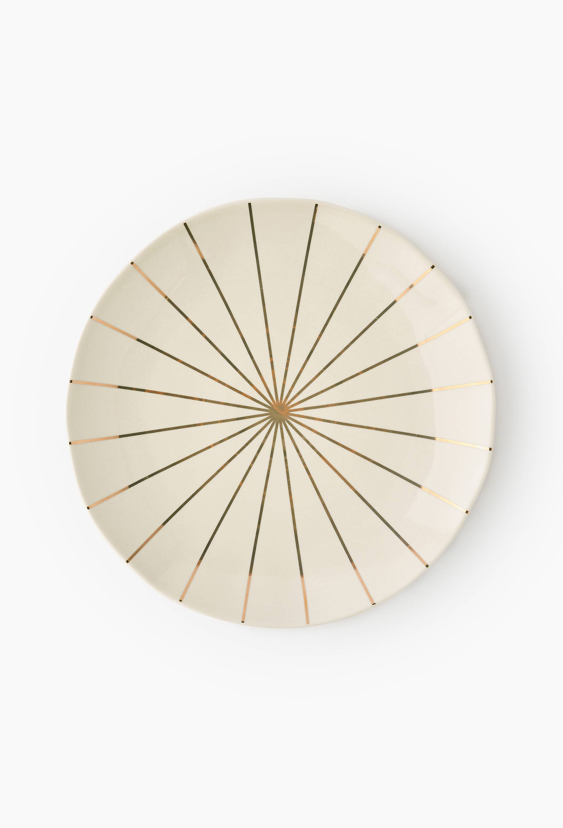 Assiette plate finition rayures fines, 25cm, Or, large image number 0