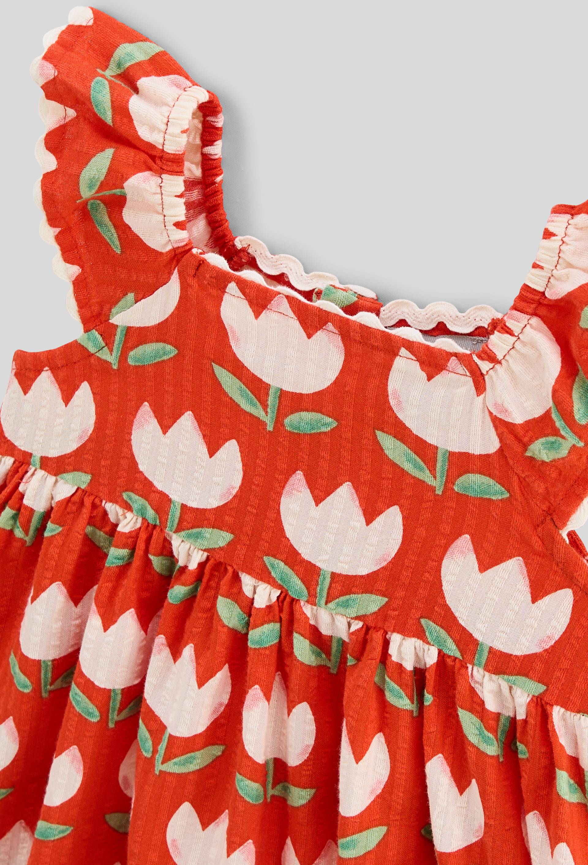 Robe avec bloomer et bandeau imprimés en coton BIO GOTS, Rouge, large image number 2