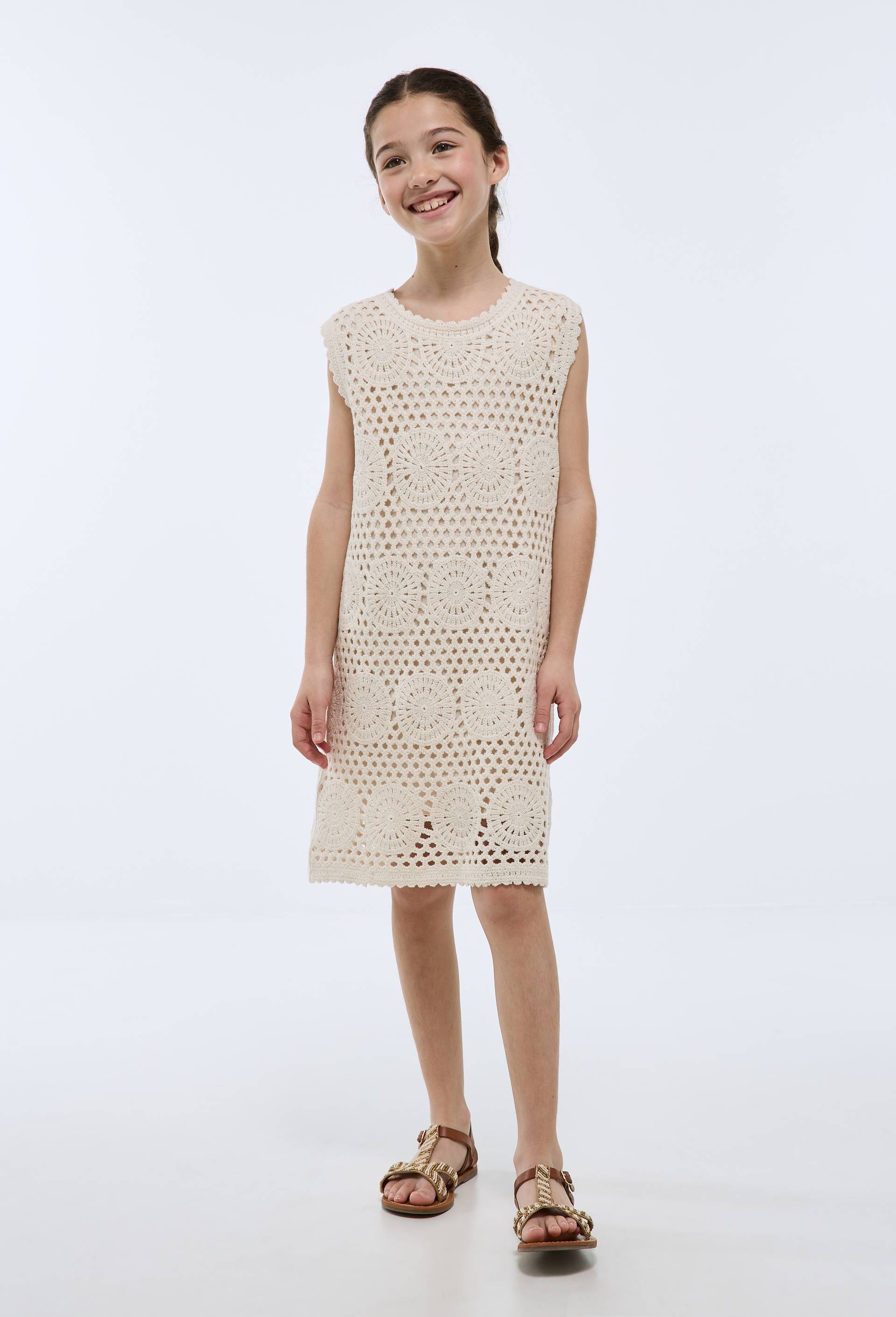 Robe droite en crochet, Beige clair, large image number 0.0