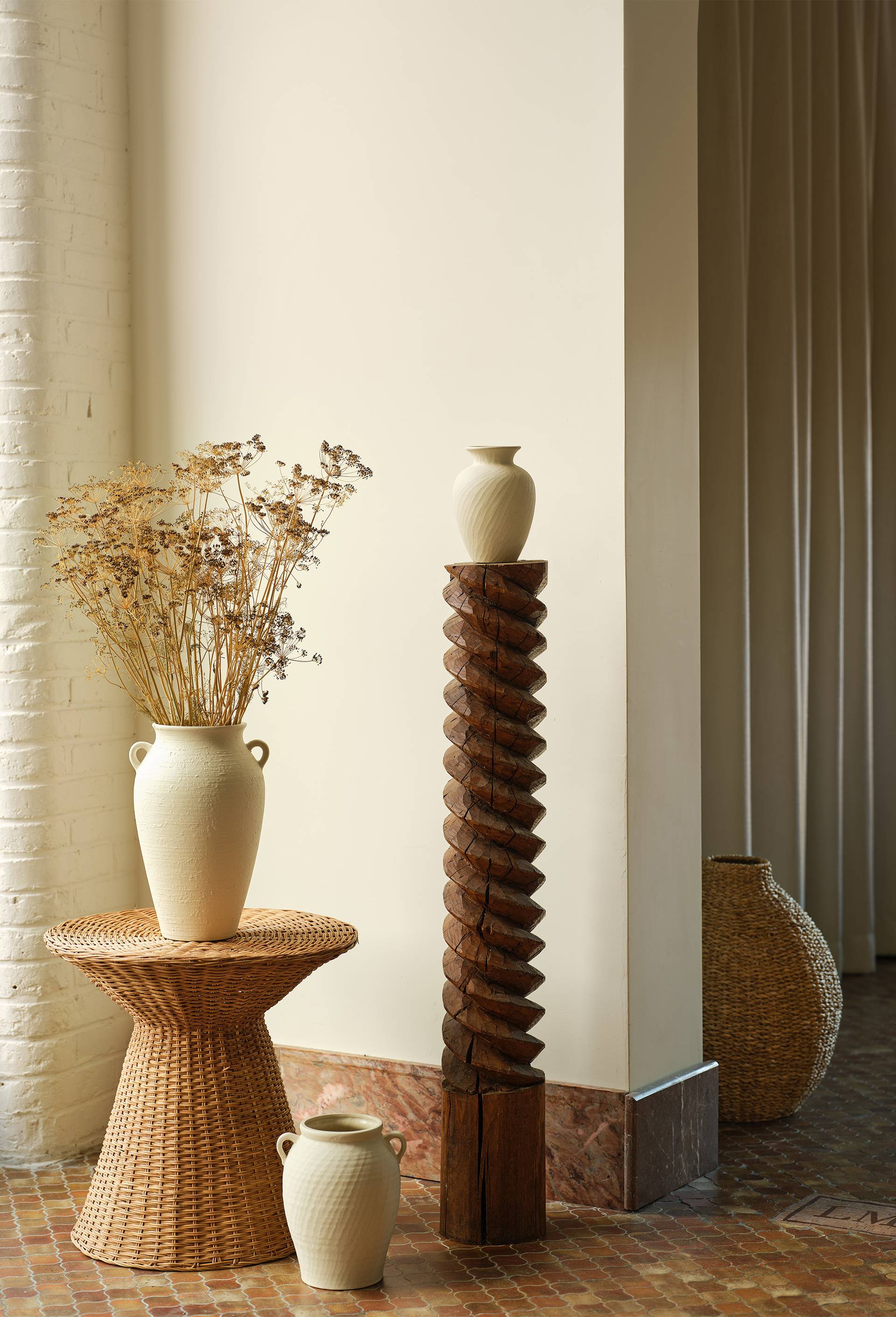 Table d'appoint, H48x50cm, en rotin, Beige clair, large image number 2