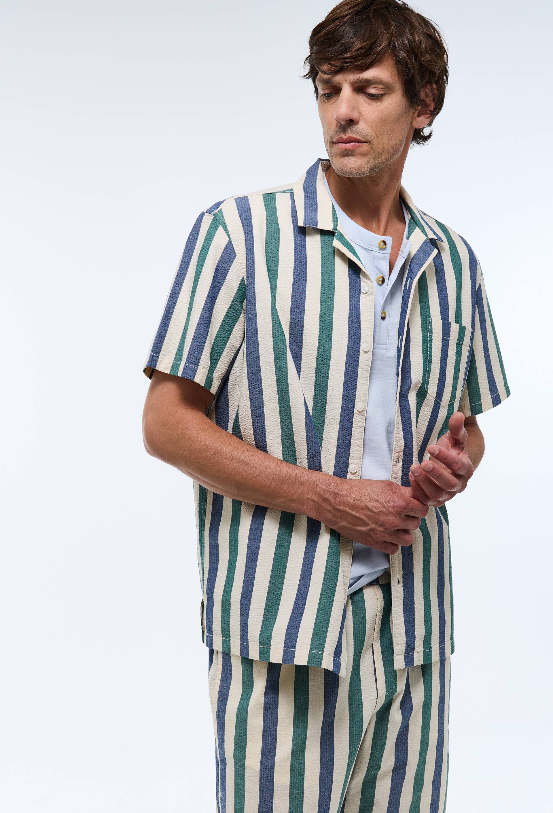 Chemise manches courtes en coton BIO GOTS, Ecru, large image number 3