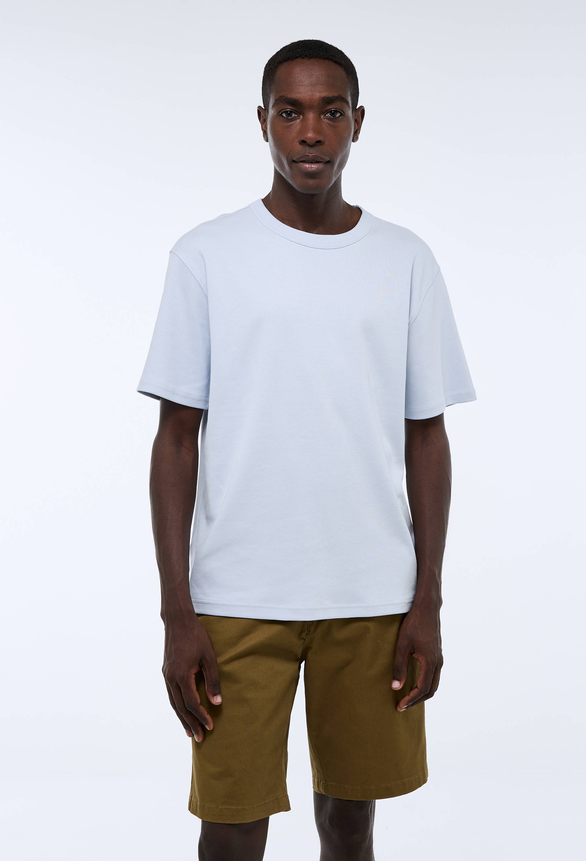 T-shirt interlock manches courtes en coton BIO GOTS, Bleu clair, swatch image