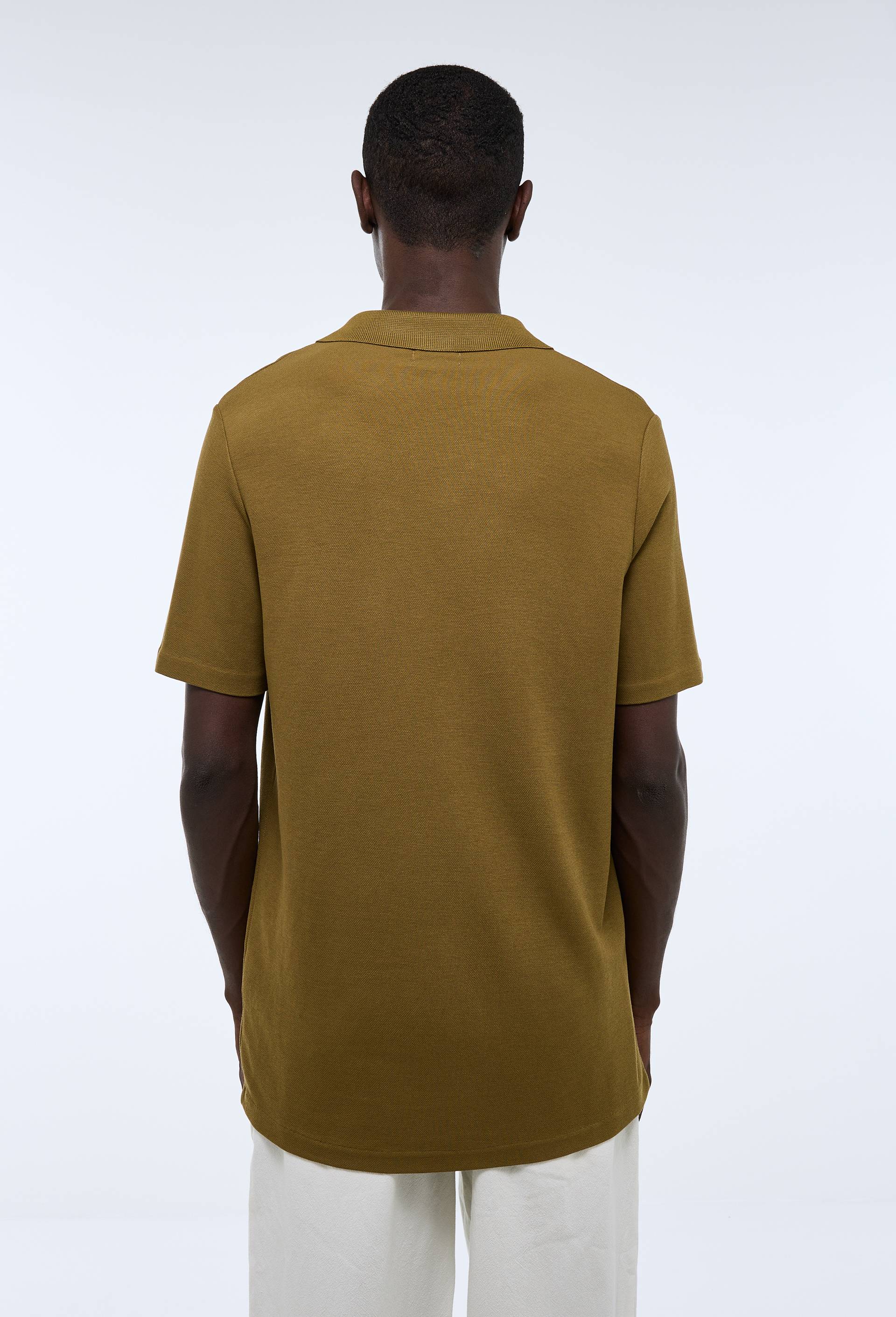 Polo manches courtes en viscose, Vert fonc&eacute;, large image number 1.0