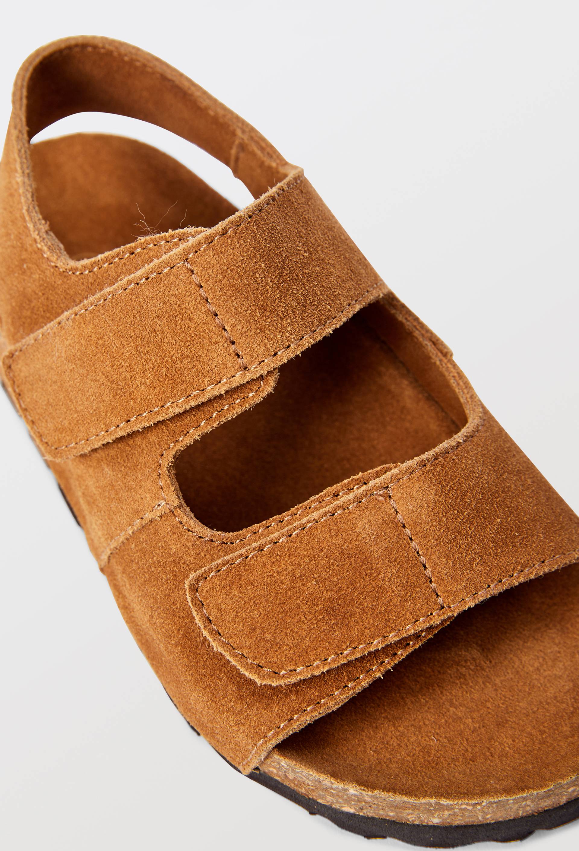 Sandales &agrave; scratch en cuir responsable, Beige, large image number 2.0