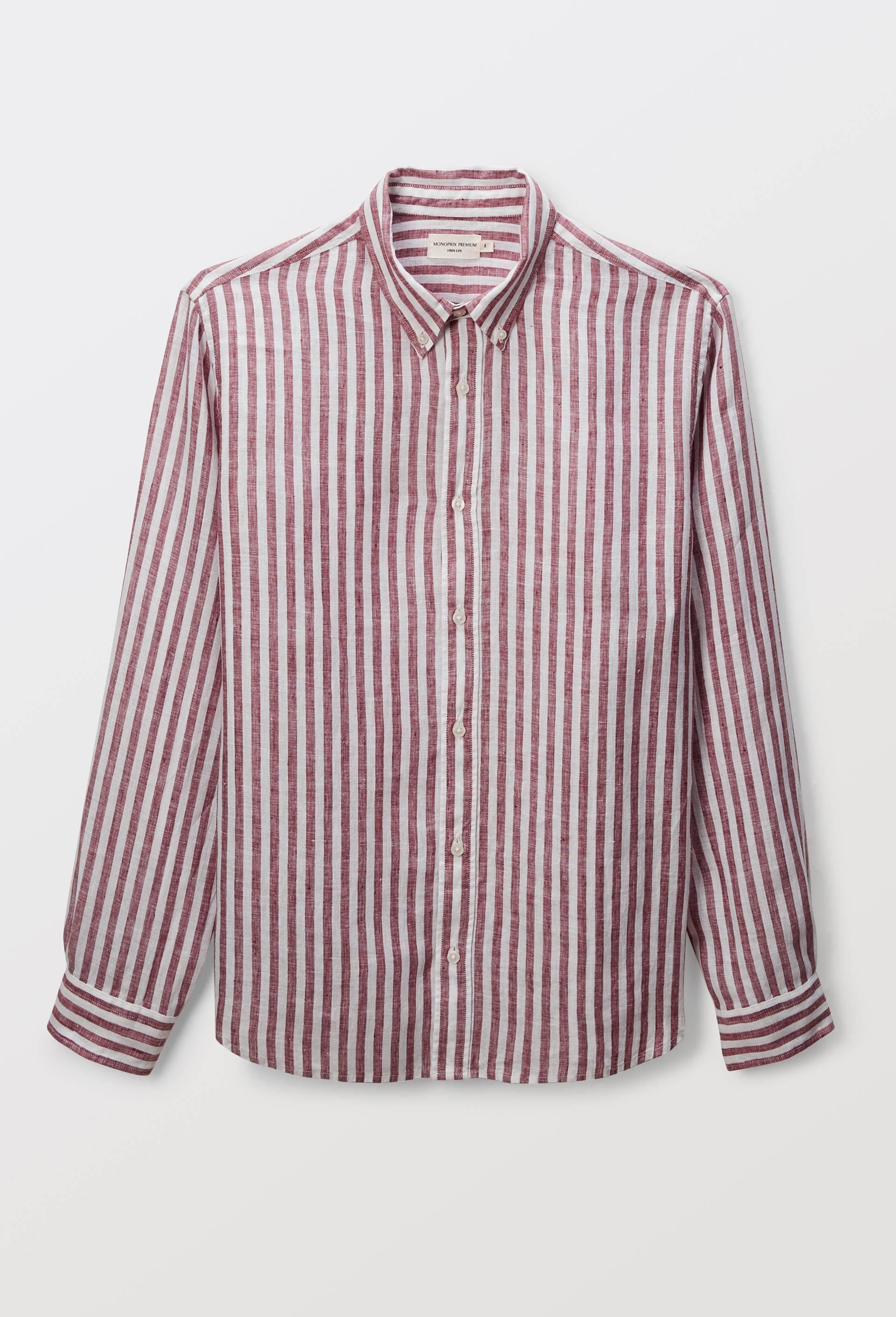 Chemise ray&eacute;e en lin, Brun, large image number 3.0