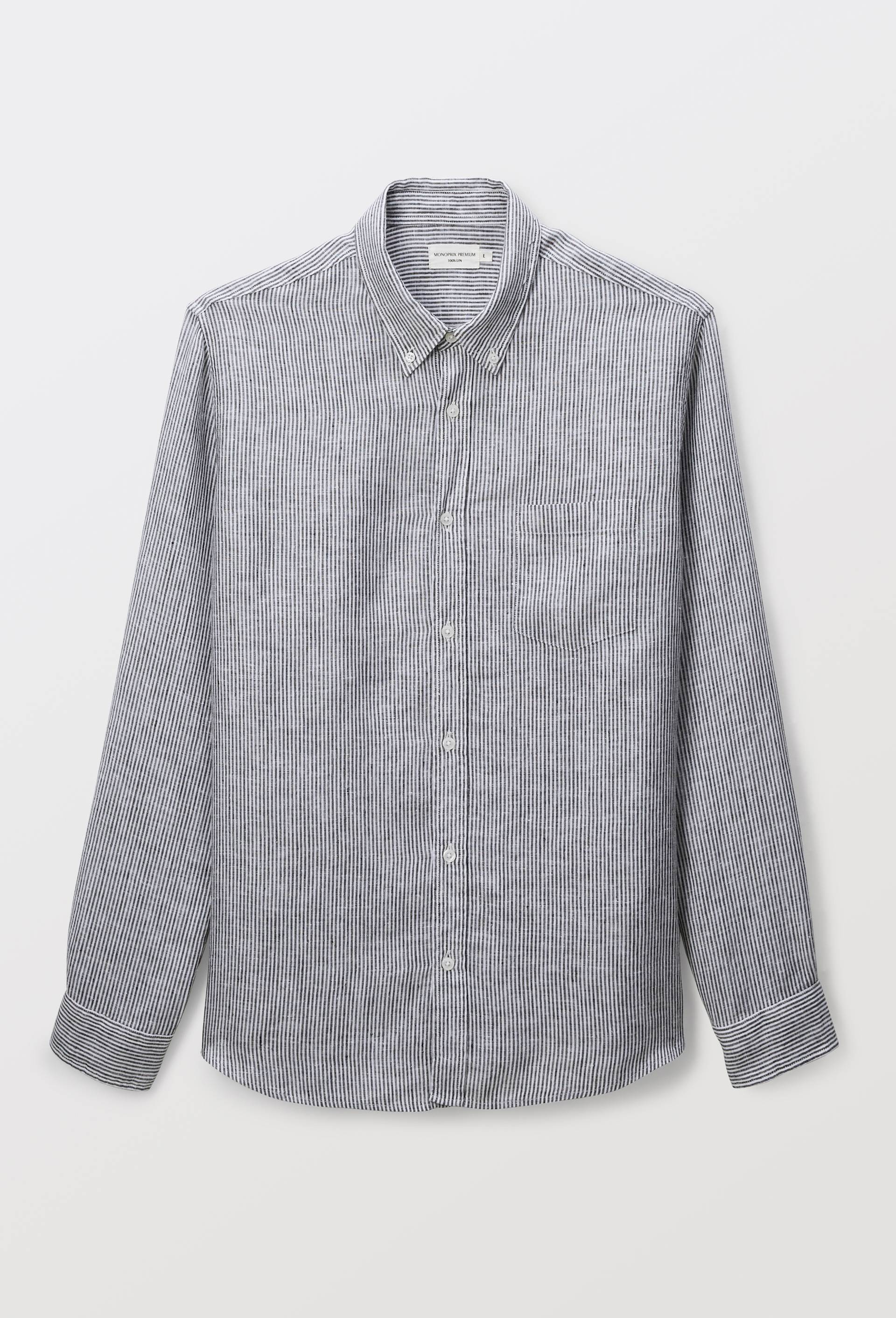 Chemise blanche Homme imprimé gris - Terre de Marins