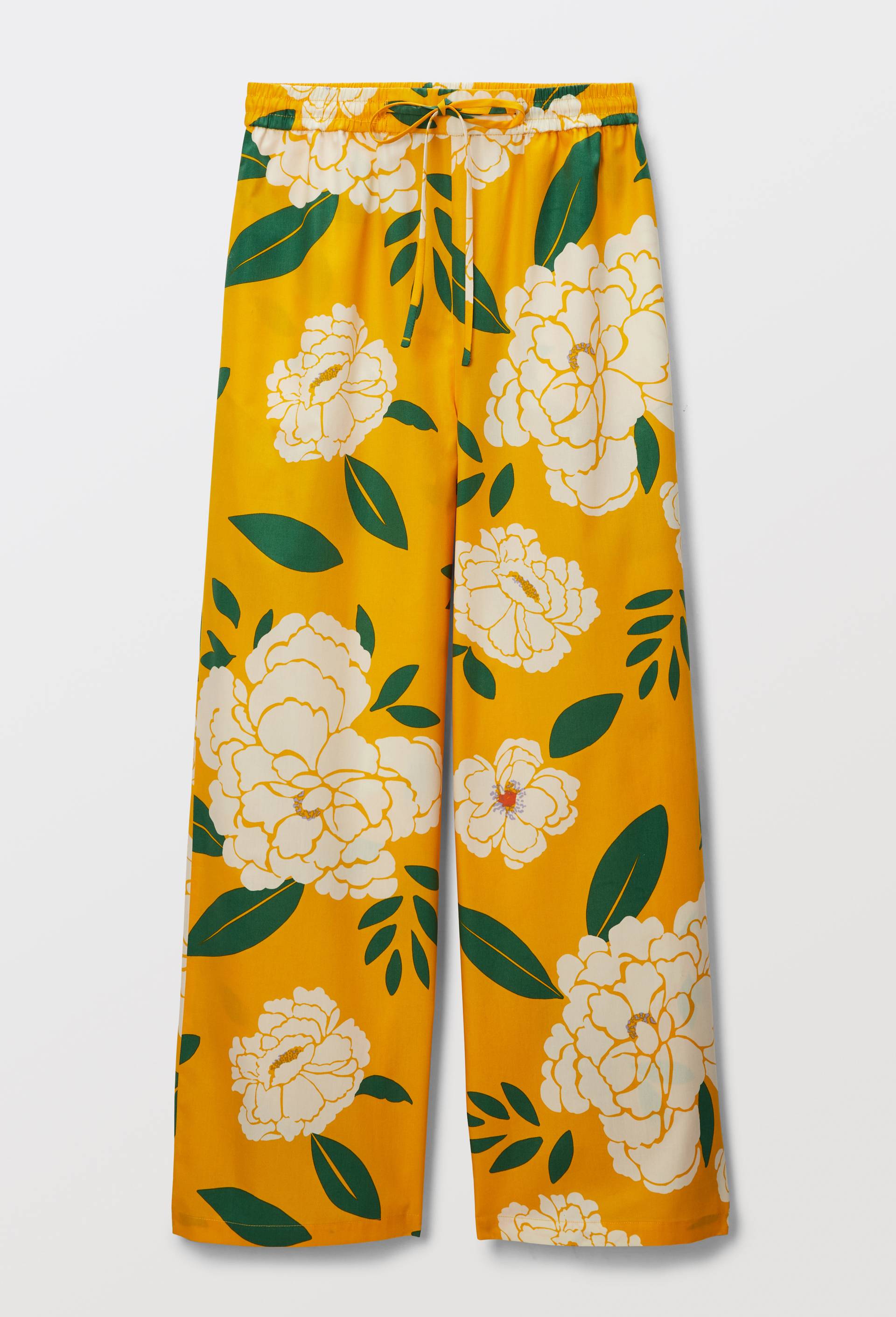 Pantalon large &agrave; motifs en coton, Jaune, large image number 2