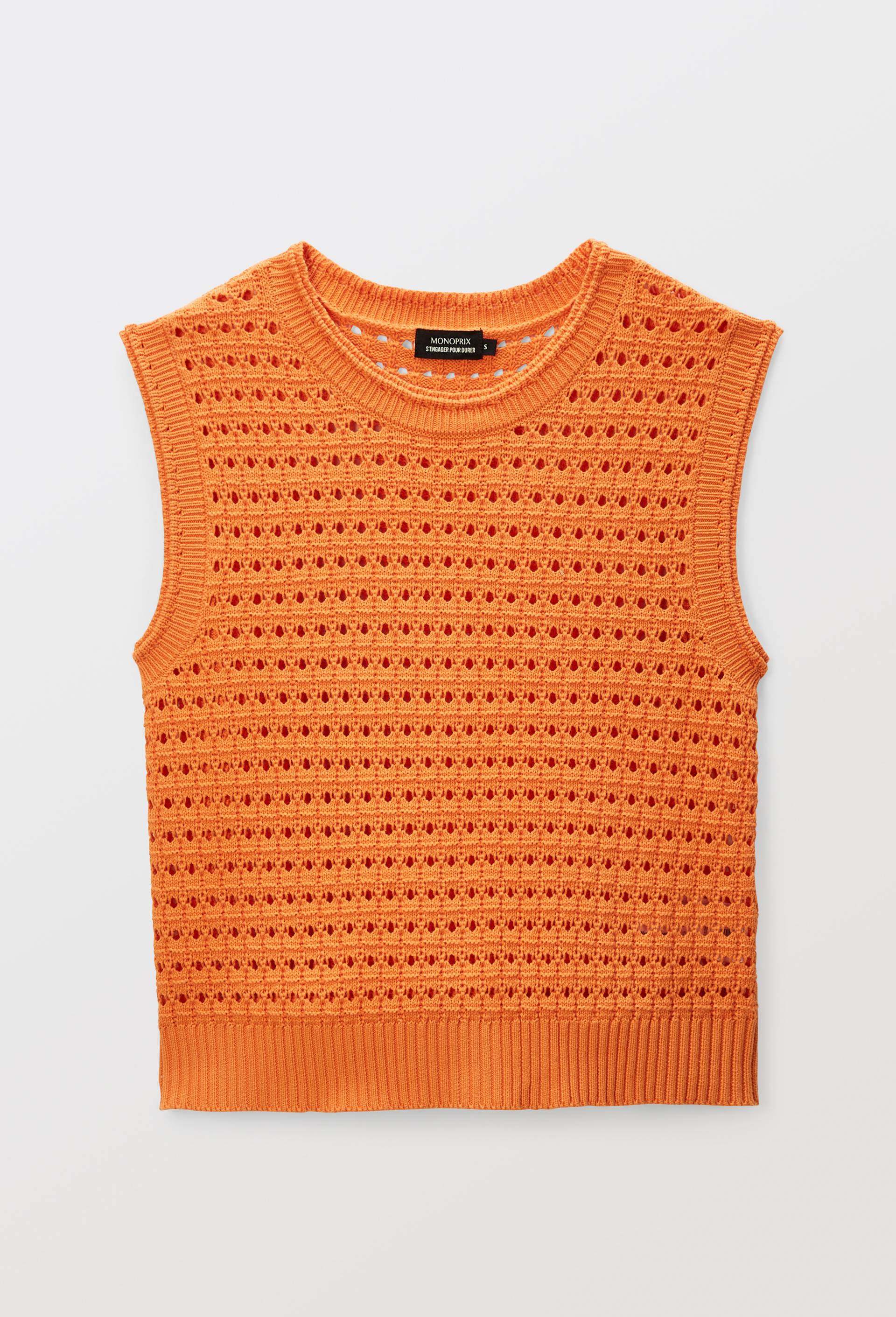 Top sans manche uni en crochet BIO GOTS, Orange, large image number 2.0