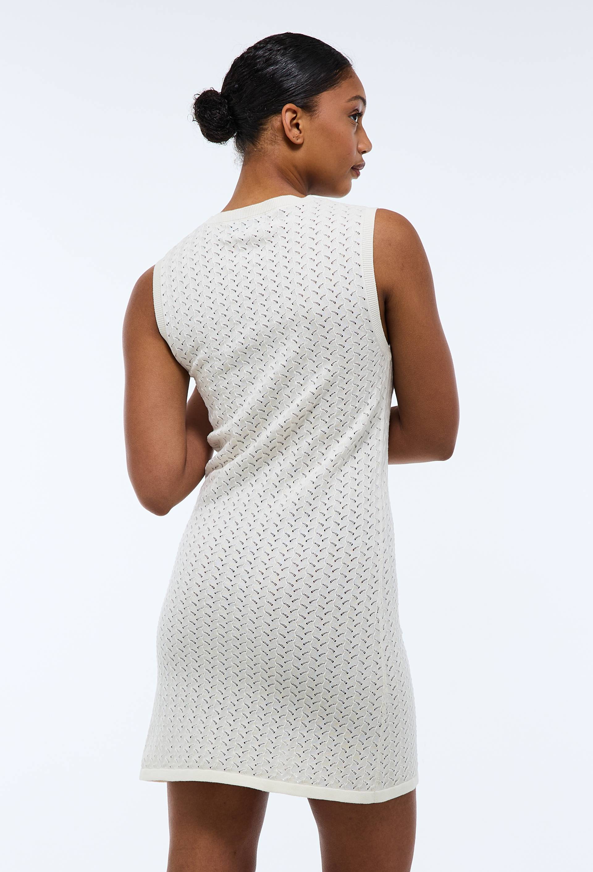 Robe en maille ajour&eacute;e unie en coton BIO GOTS, Ecru, large image number 1