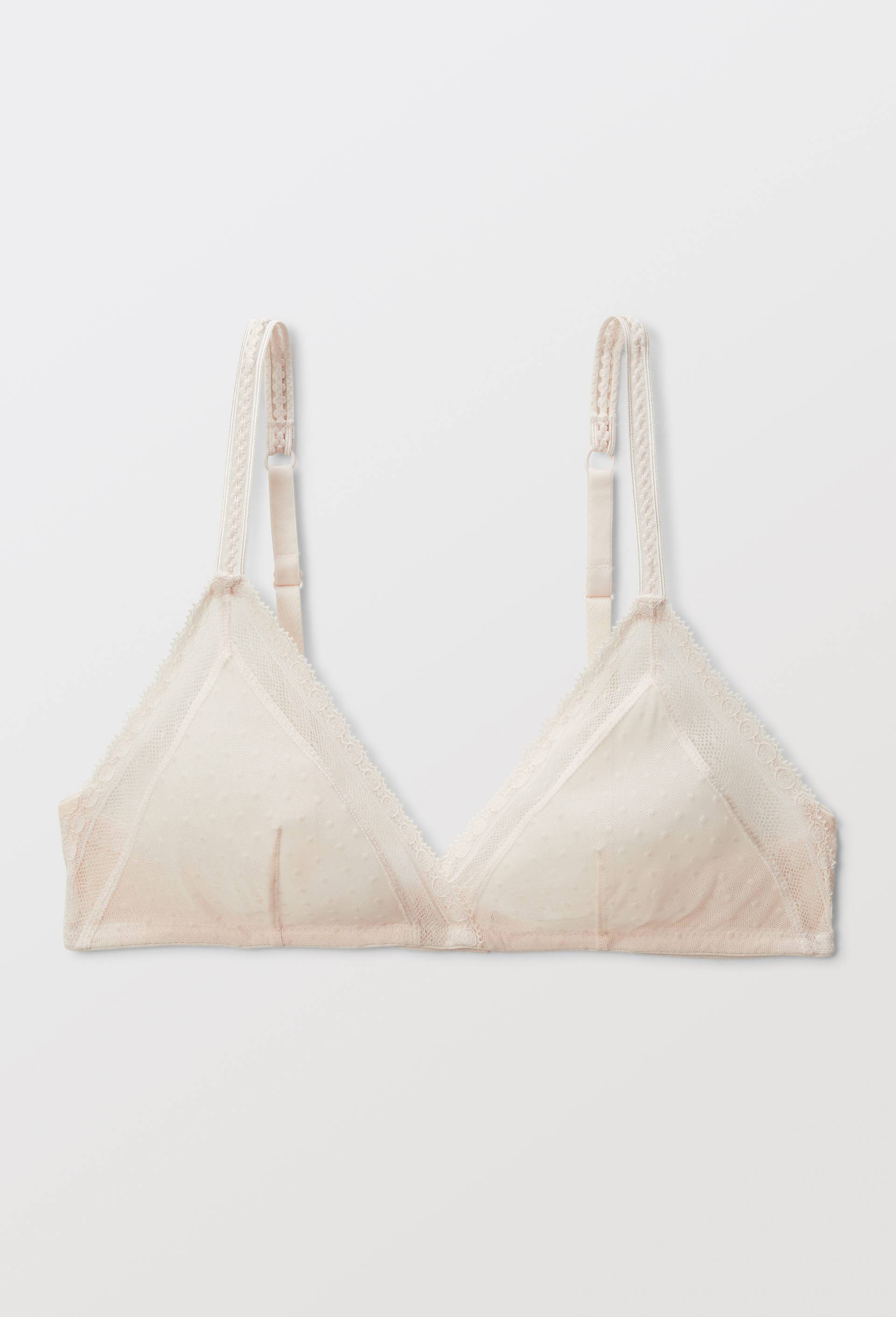 Soutien-gorge triangle ADELE en tulle flock&eacute;, Rose clair, large image number 2.0