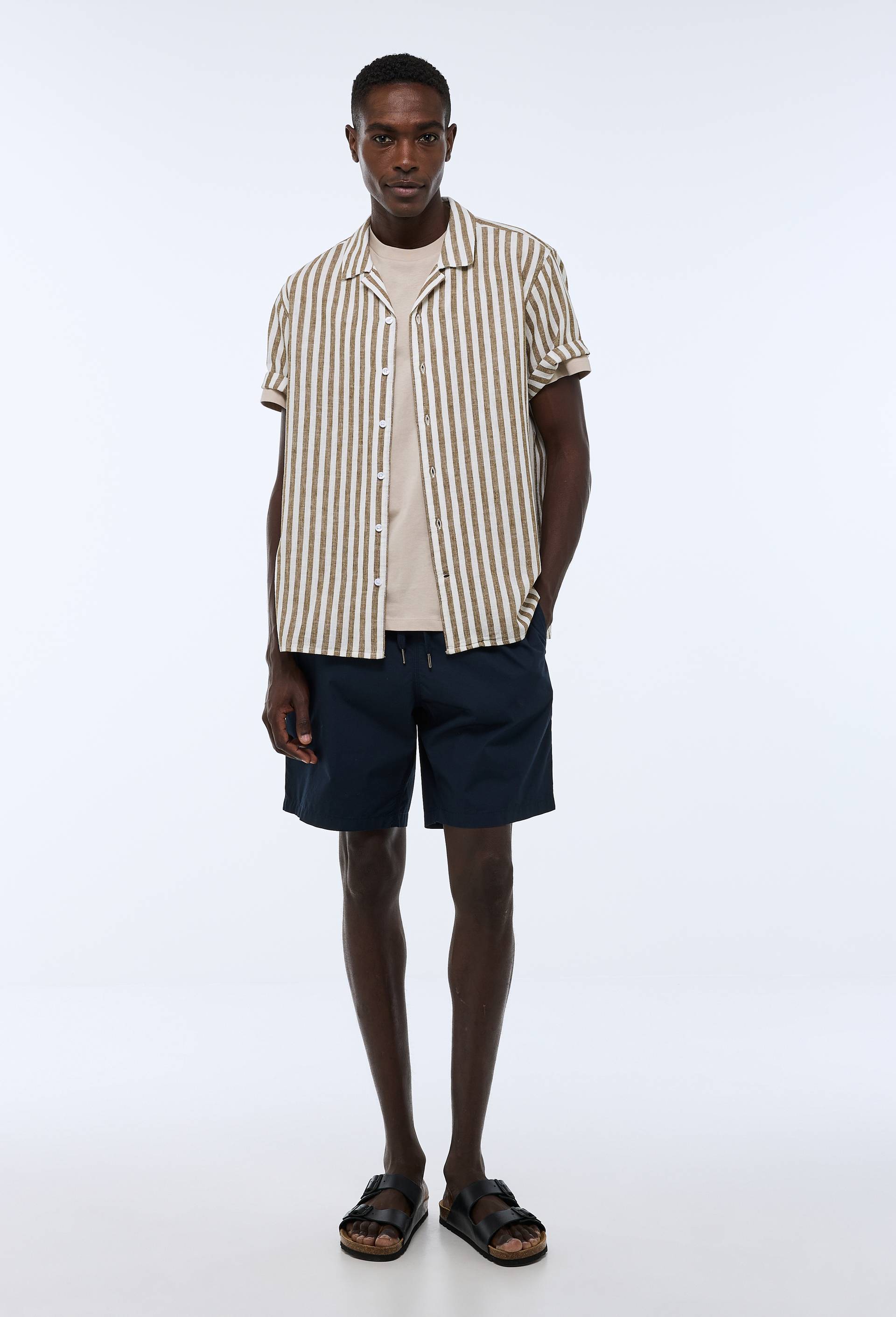 Short en popeline de coton BIO GOTS, Bleu fonc&eacute;, large image number 1