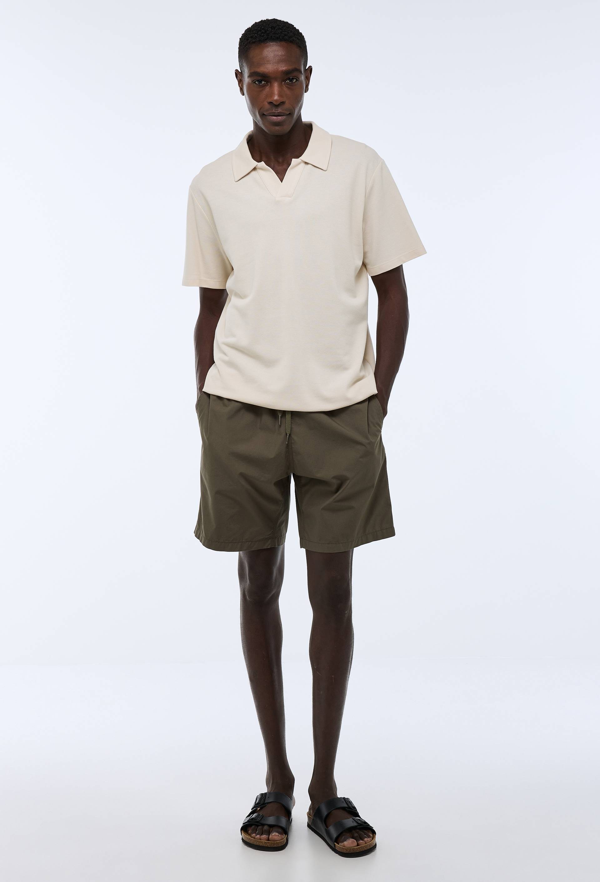 Short en popeline de coton BIO GOTS, Vert fonc&eacute;, swatch image