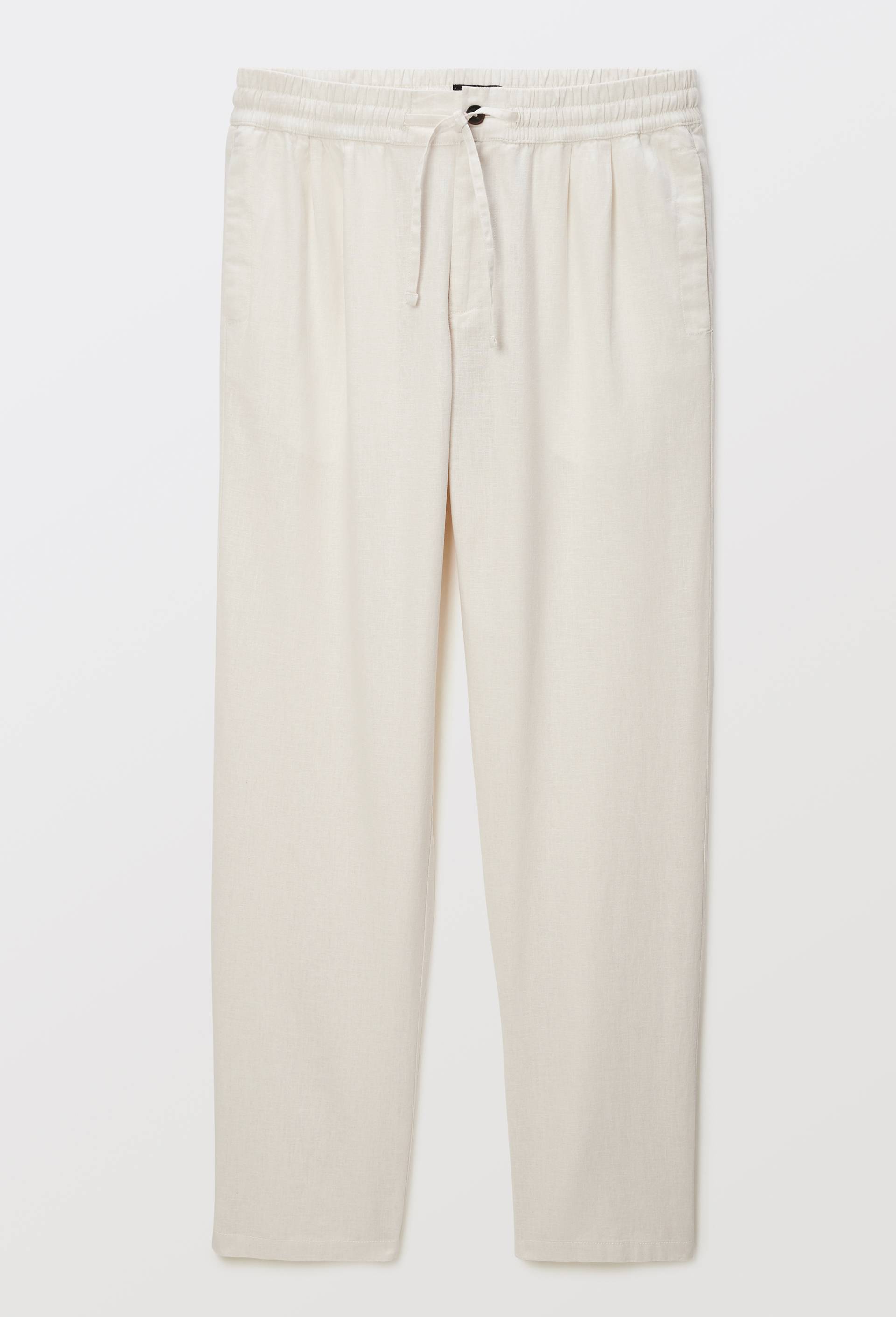 Pantalon élastiqué en mélange lin coton, Beige clair, large image number 2.0