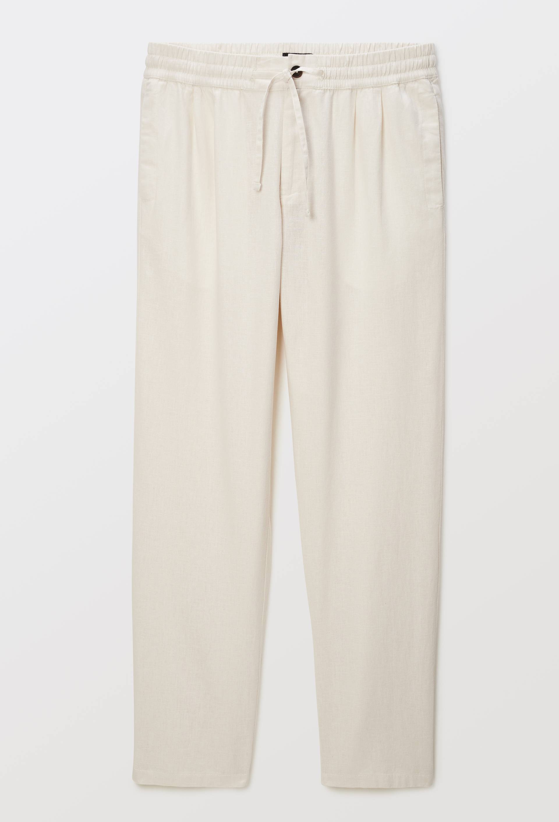 Pantalon &eacute;lastiqu&eacute; en m&eacute;lange lin coton, Beige clair, large image number 3