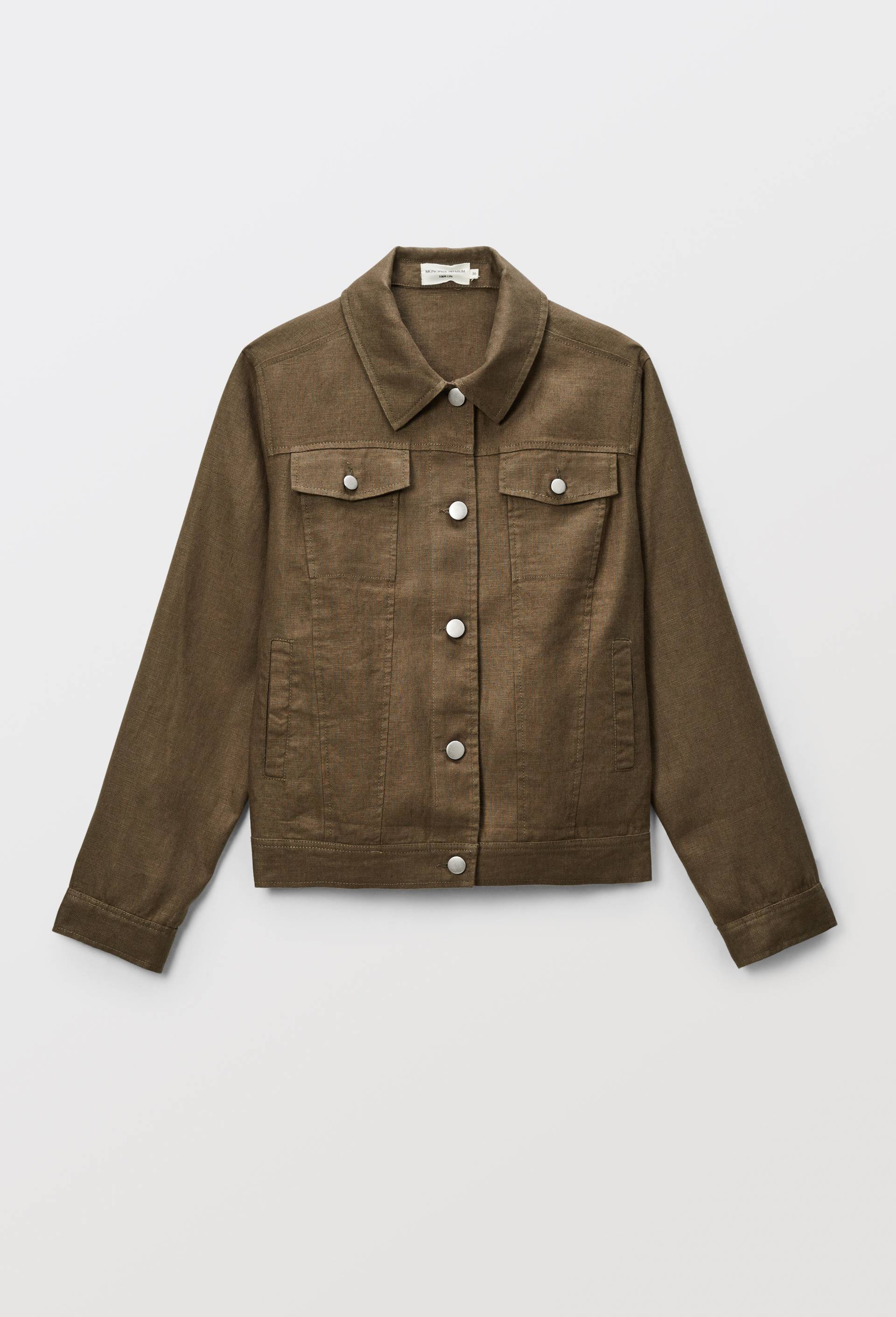 Veste courte en lin, Vert fonc&eacute;, large image number 2.0