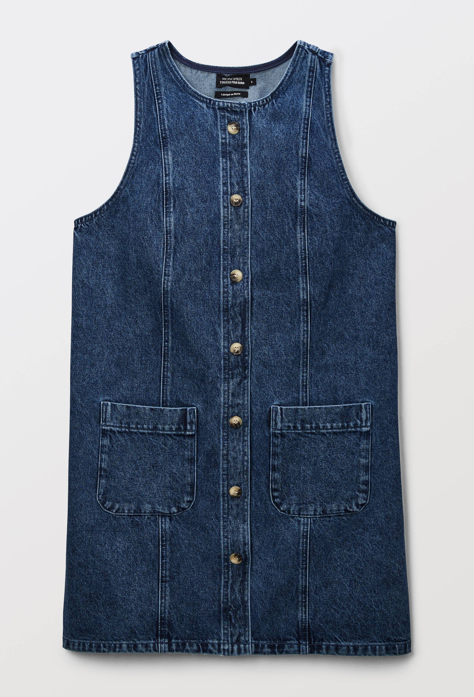 Robe courtes sans manches en denim en coton BIO GOTS, Bleu fonc&eacute;, large image number 3