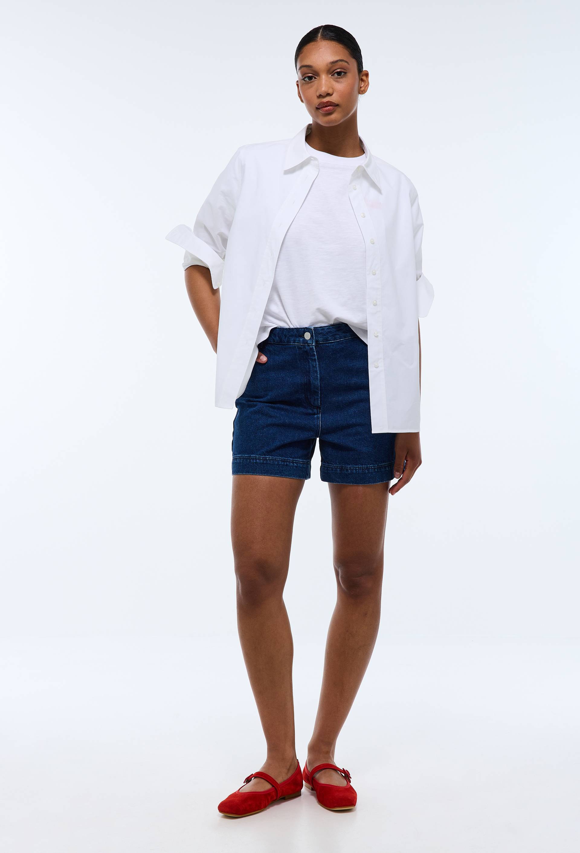 Short en denim, Bleu fonc&eacute;, large image number 0