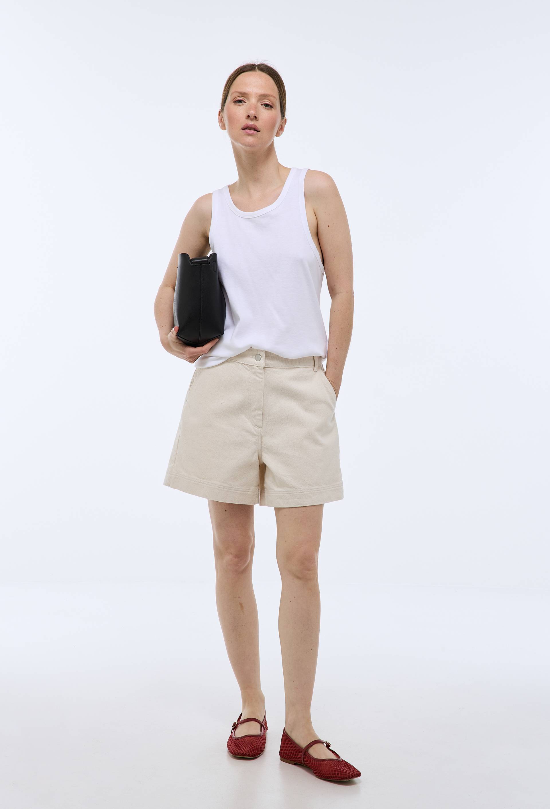 Short en denim, Ecru, large image number 0.0