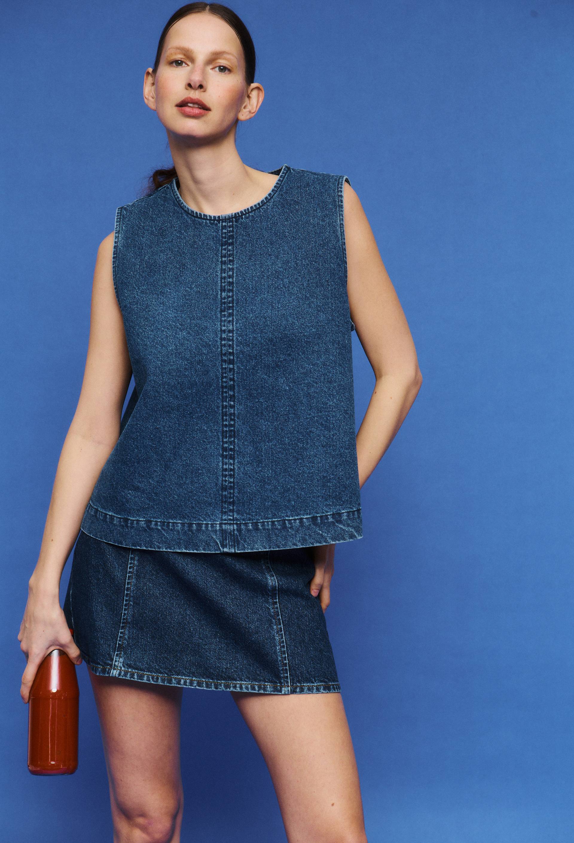 Jupe courte en denim, Bleu fonc&eacute;, large image number 1.0