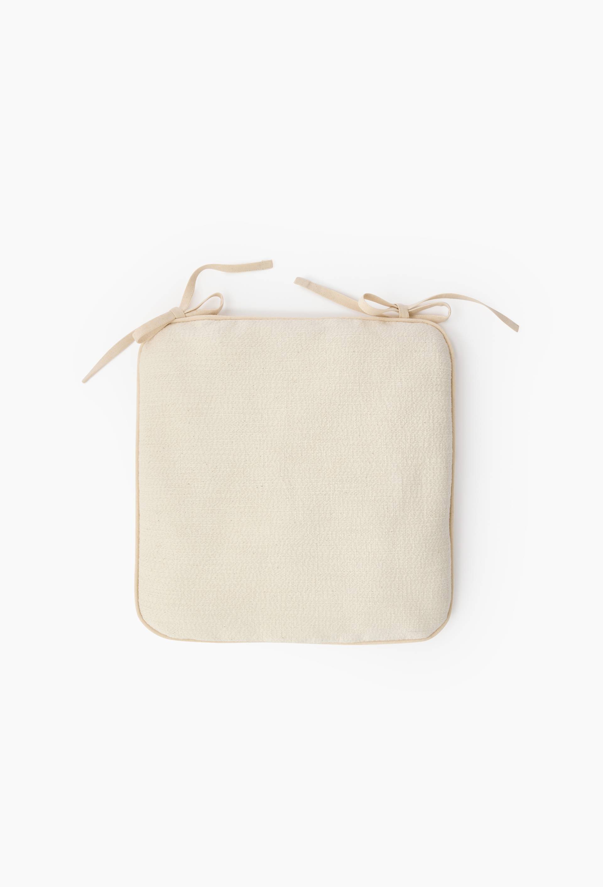 Galette de chaise ray&eacute;e, 40x40cm, 100% coton, Ecru, large image number 0.0