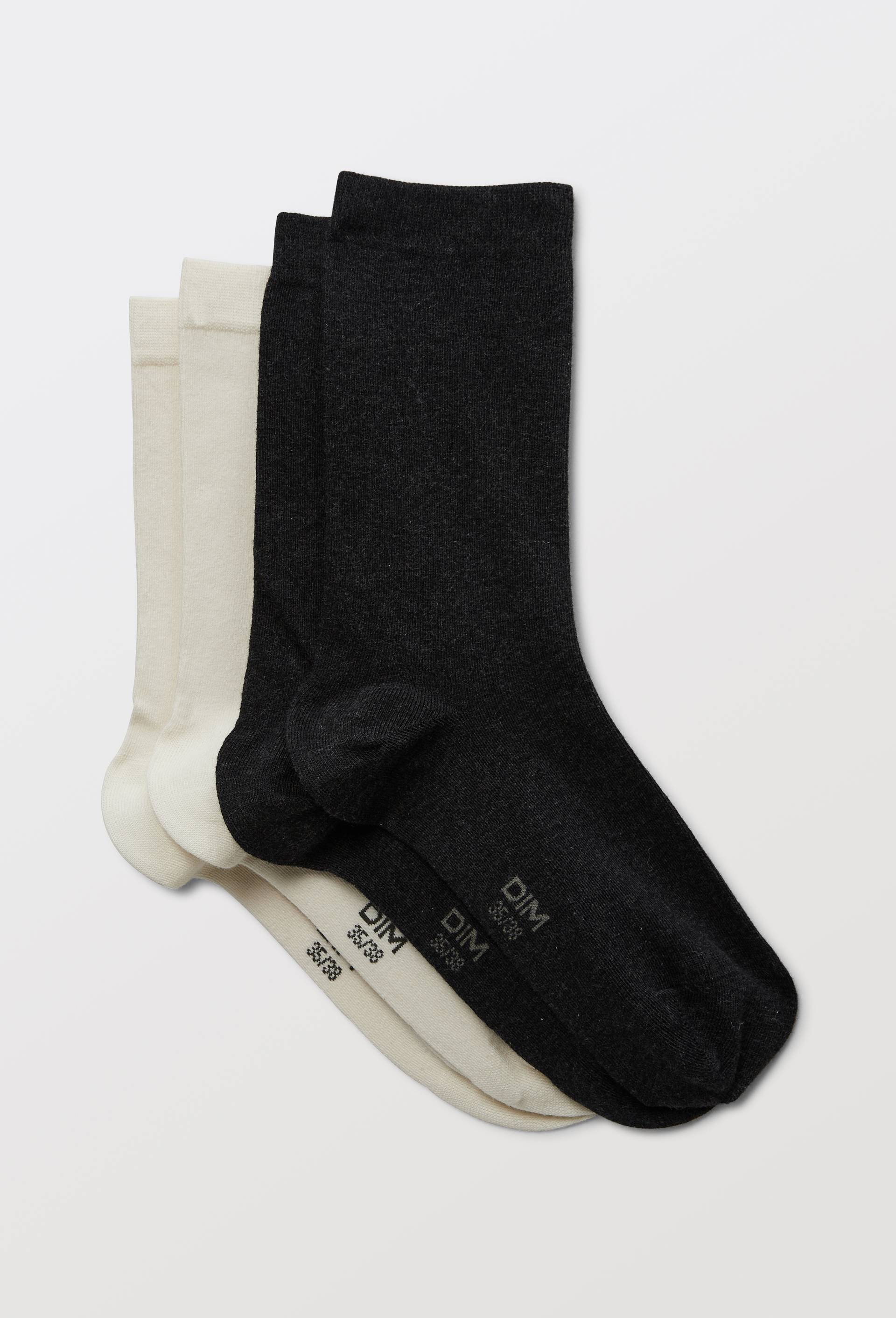 Lot de 2 chaussettes en coton DIM, Beige clair, swatch image