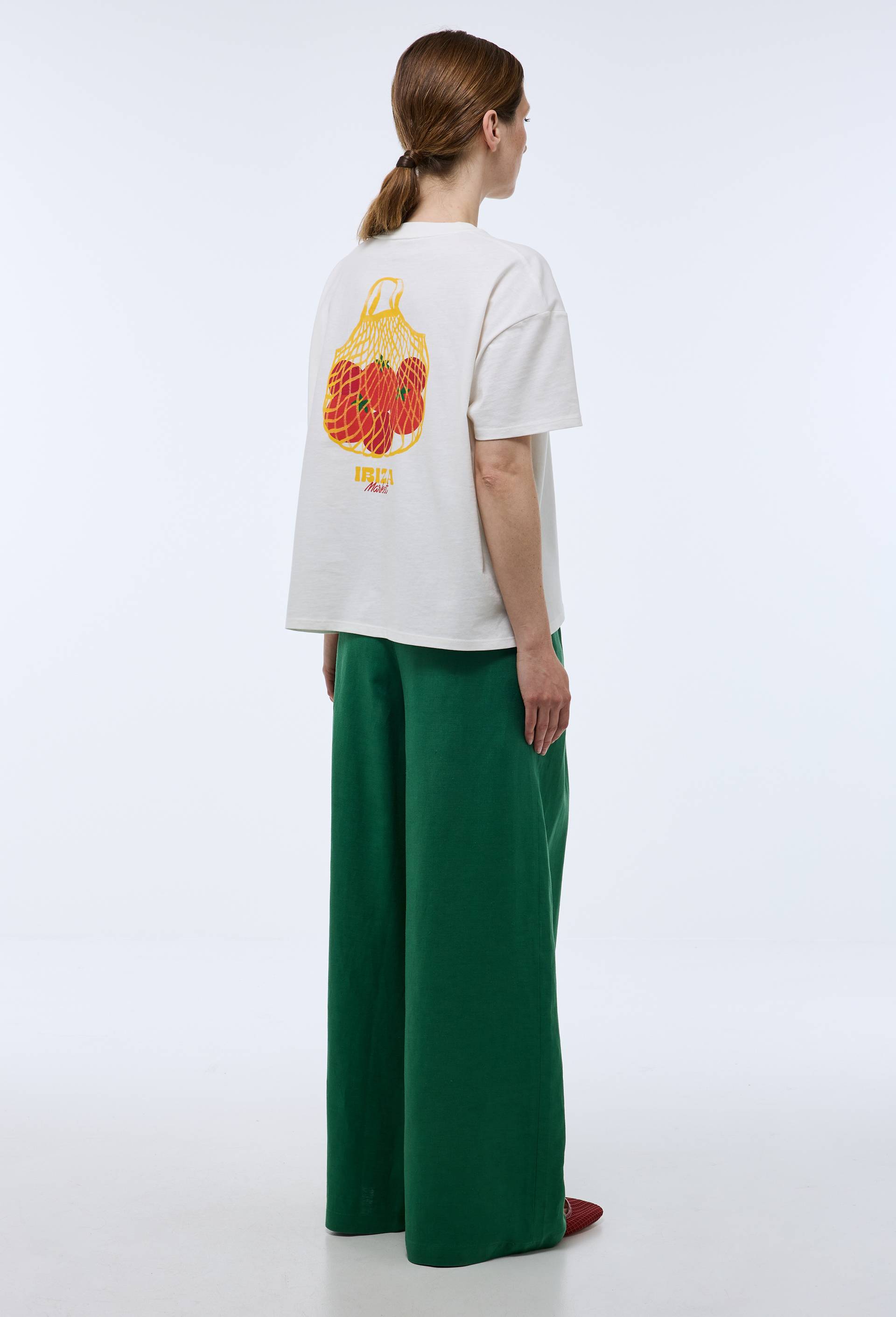 Pantalon large contenant du lin, Vert, large image number 2