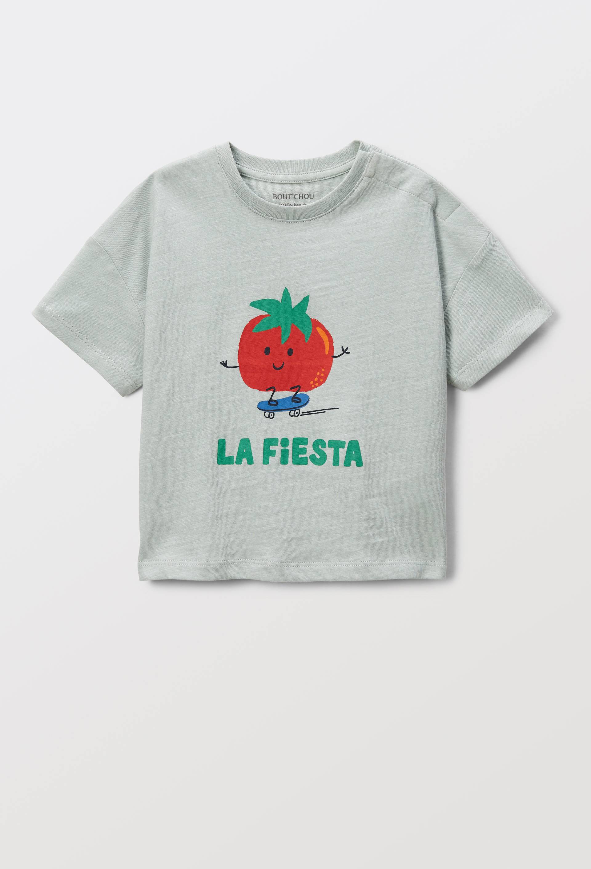 T-shirt manches courtes imprimé en coton BIO GOTS, Vert clair, large image number 0