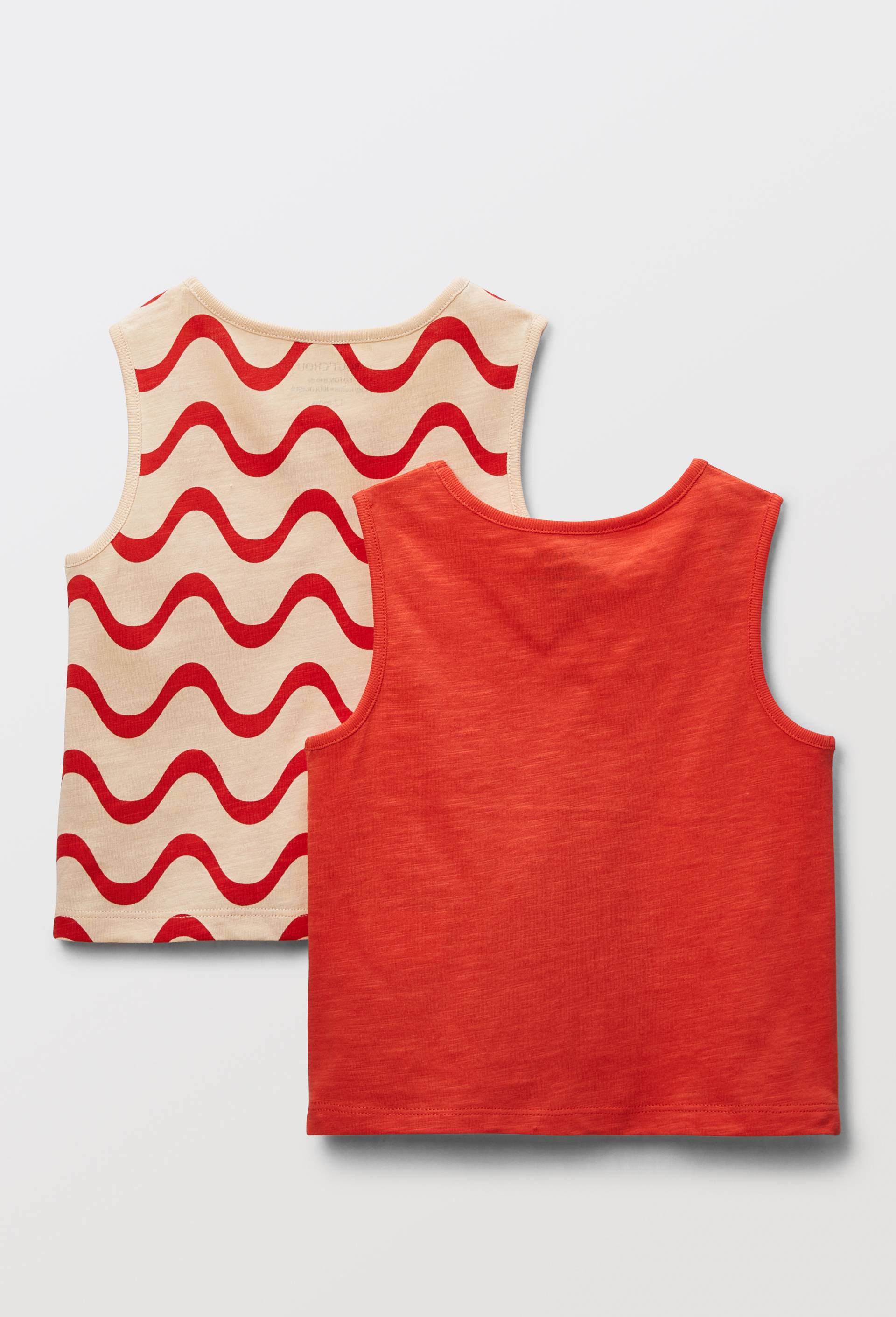 Lot de 2 débardeurs côte uni et rayé en coton BIO GOTS, Jaune clair, large image number 1