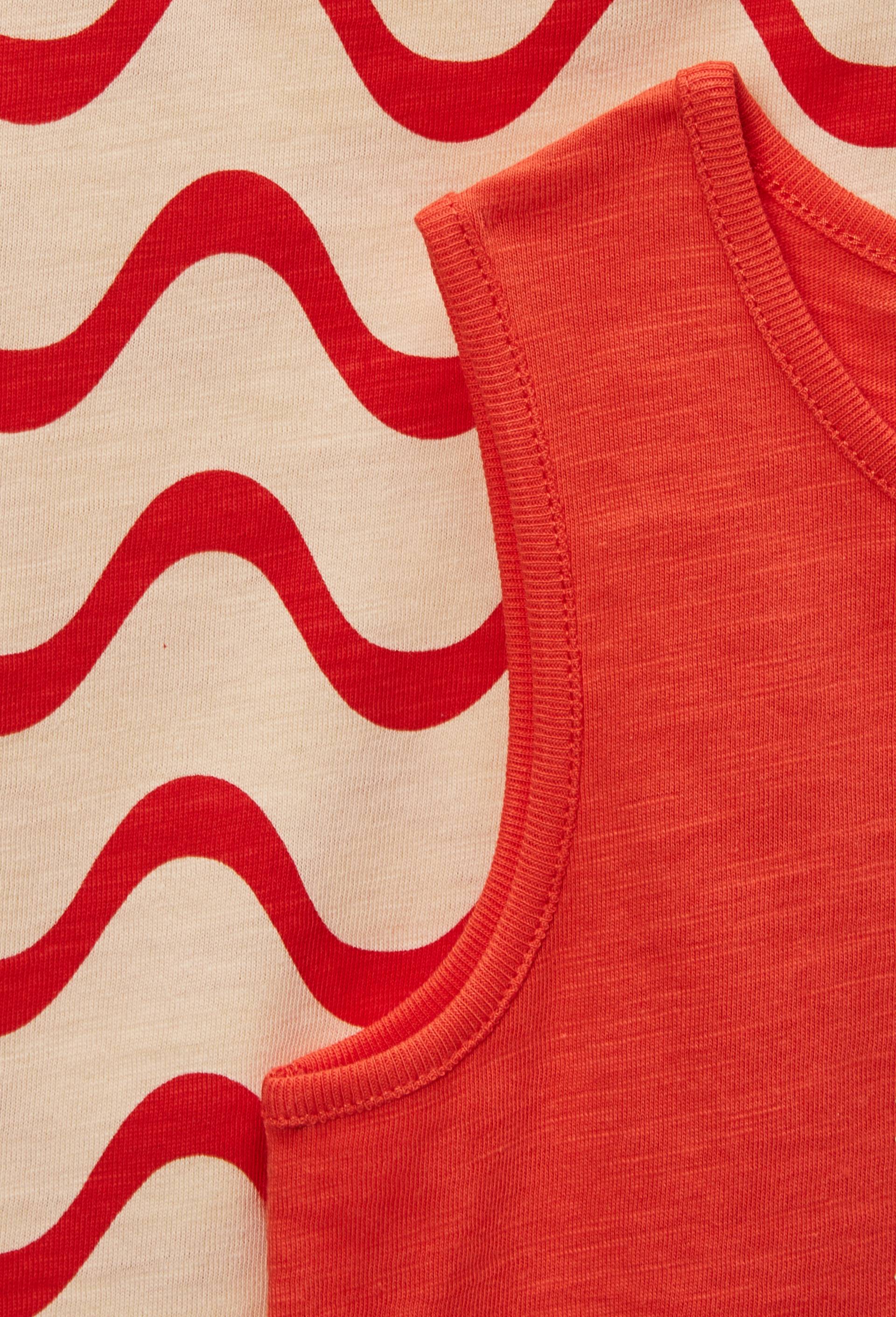 Lot de 2 débardeurs côte uni et rayé en coton BIO GOTS, Jaune clair, large image number 2