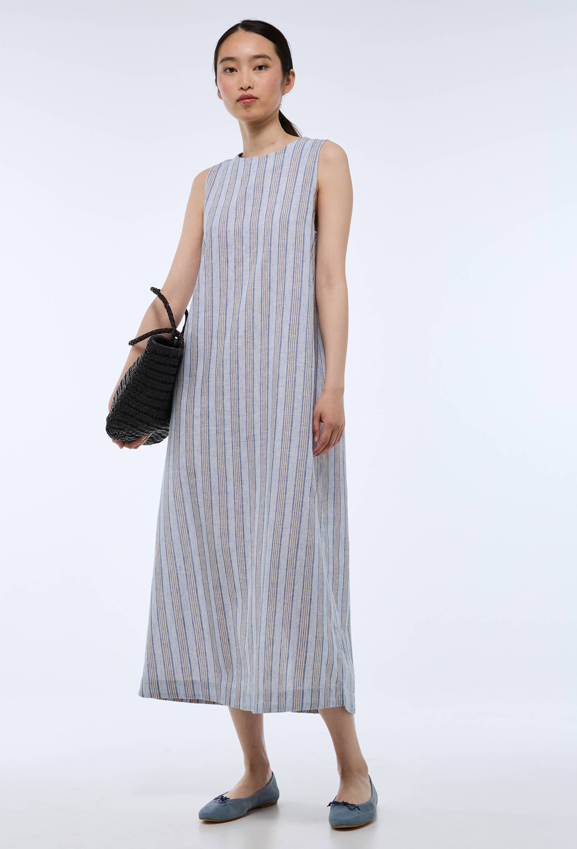 Robe sans manches rayée contenant du lin - MONOPRIX - Modalova