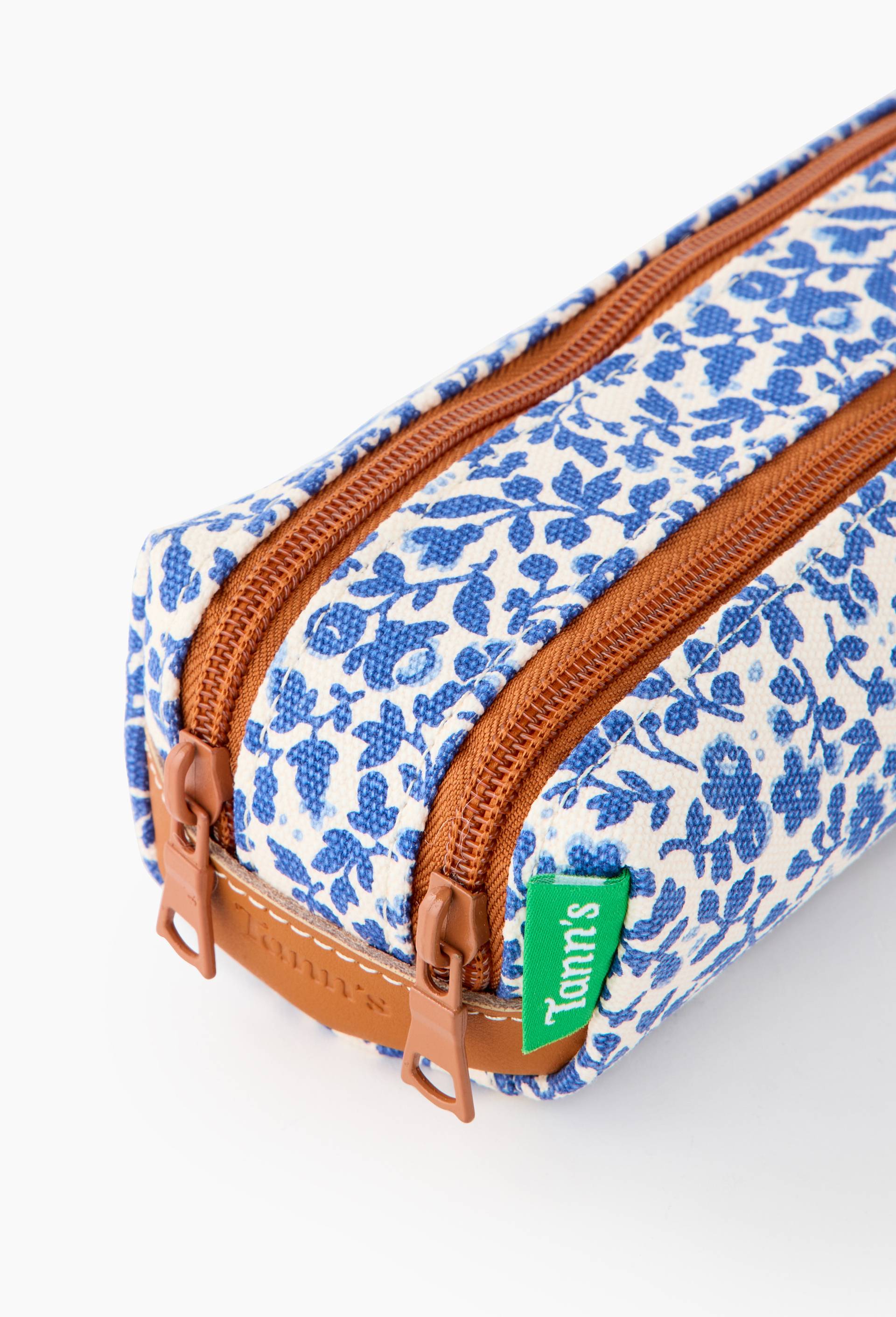 Trousse double compartiment fleurs, Bleu, large image number 1