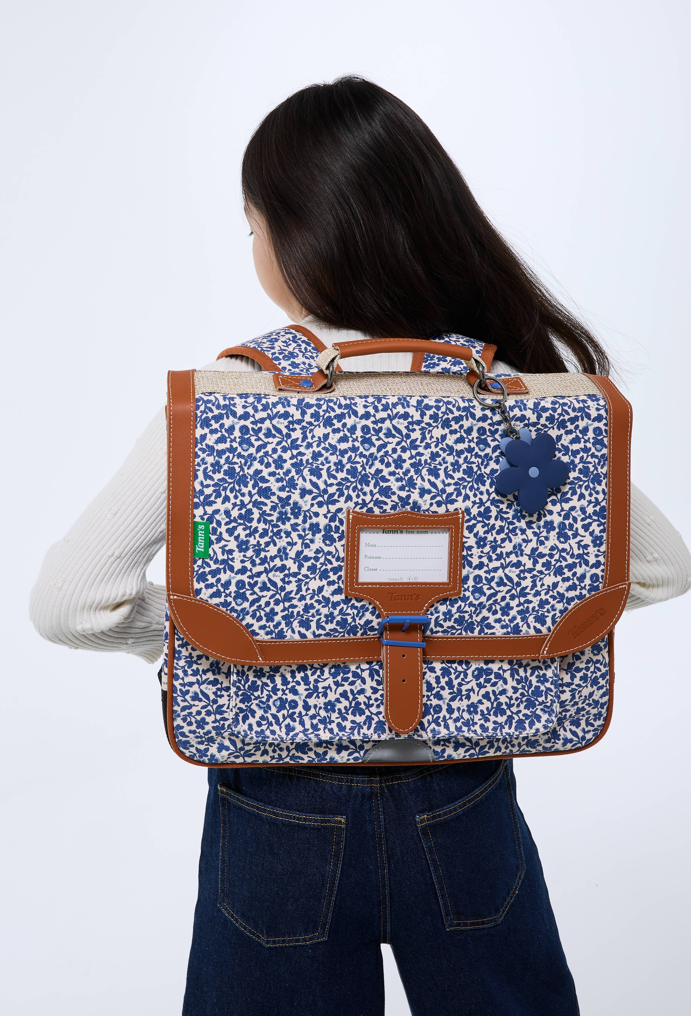 Cartable à fleurs, 38cm BLEU TANN'S