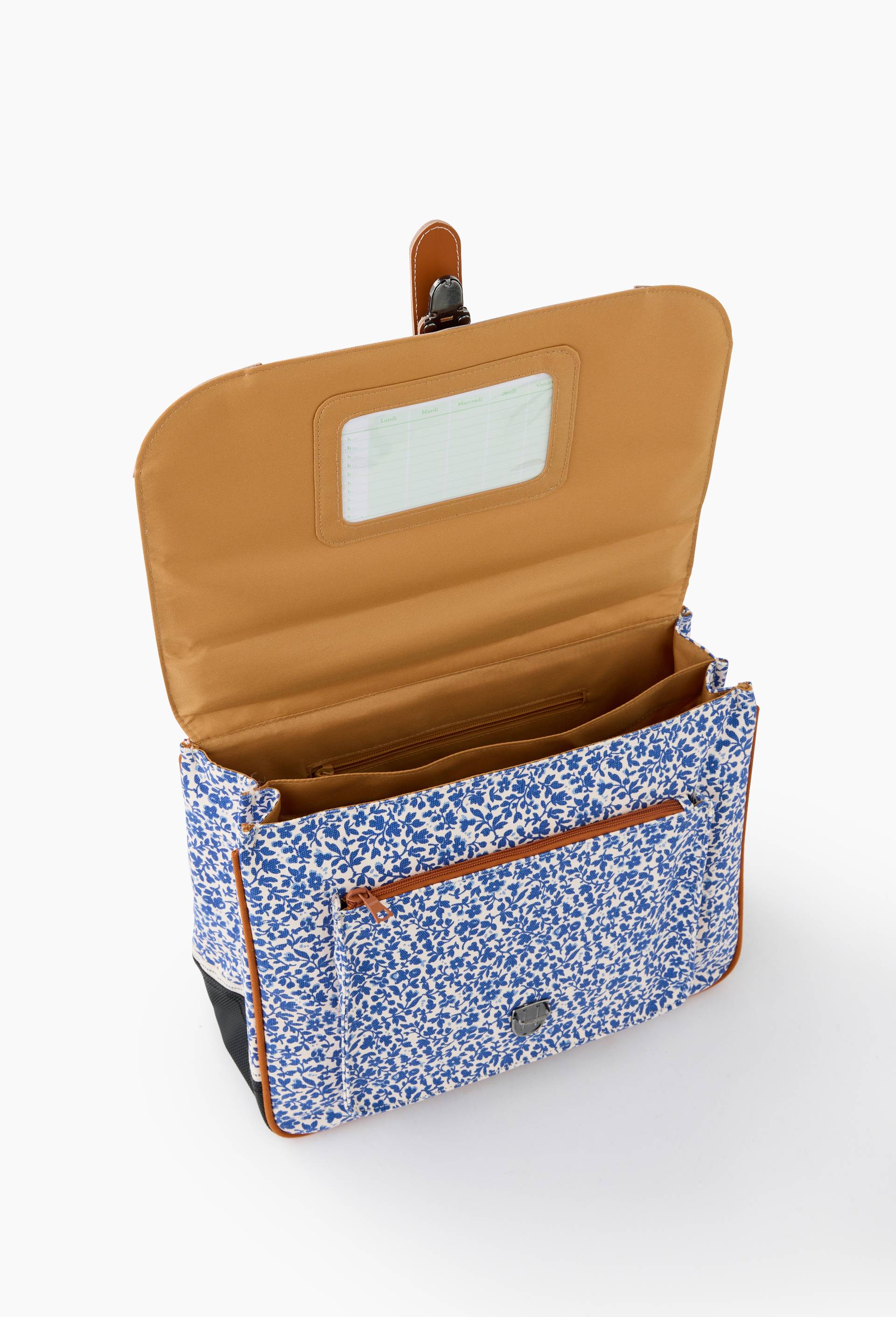 Cartable &agrave; fleurs, 38cm, Bleu, large image number 3