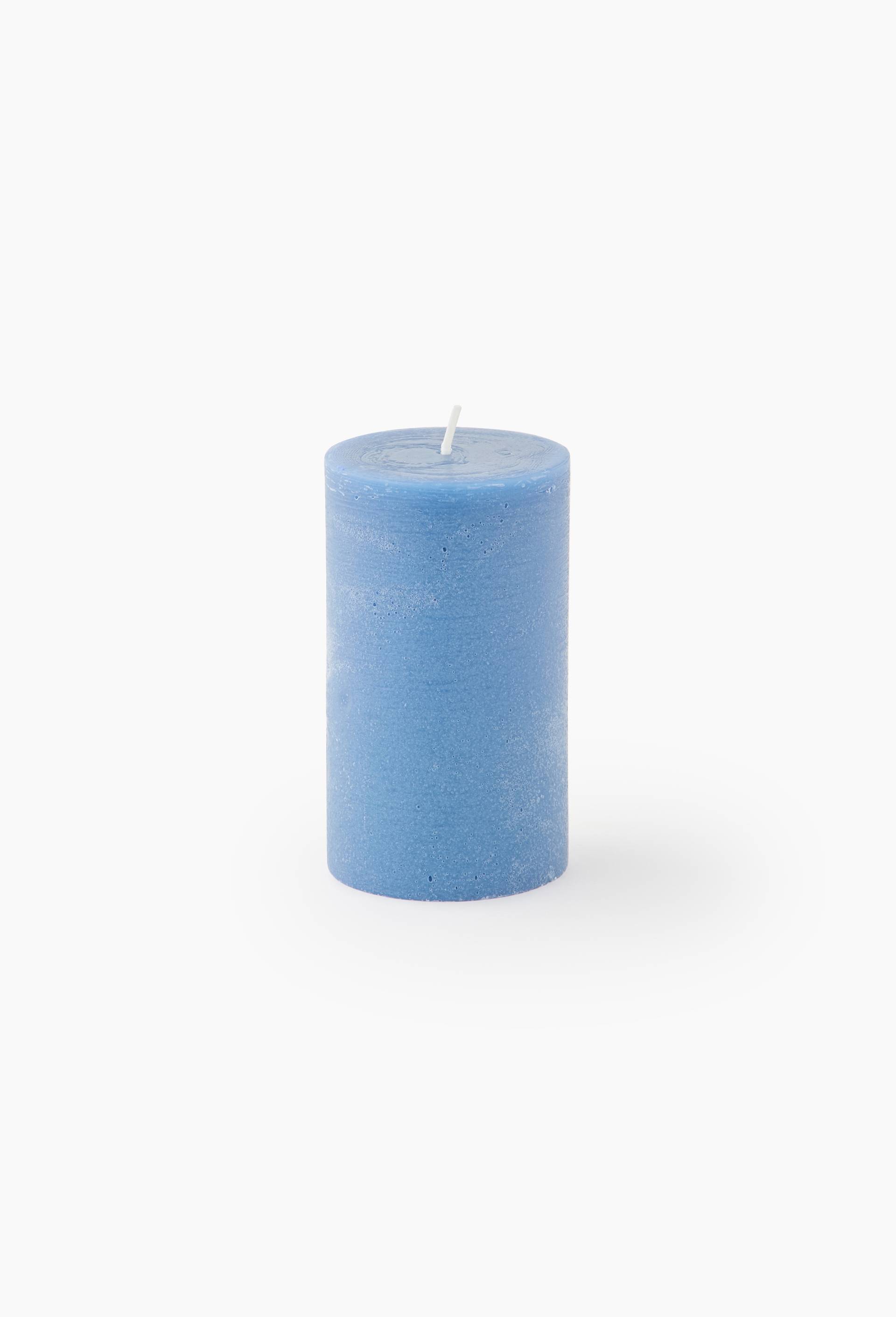 Bougie teintée dans la masse, 7xH12cm, en cire, BLEU, swatch image