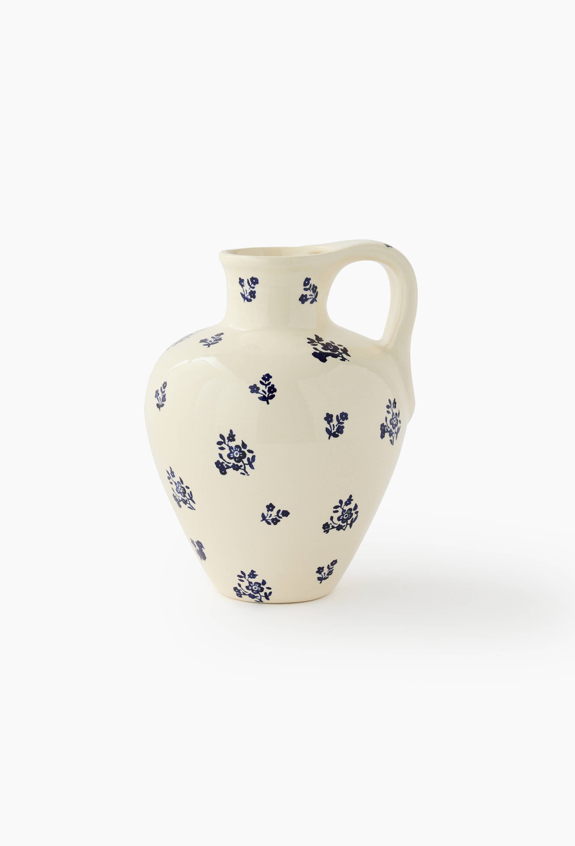 Vase jarre imprim&eacute;, 27.5x21cm, en c&eacute;ramique, Fabriqu&eacute; au Portugal, Ecru, large image number 0