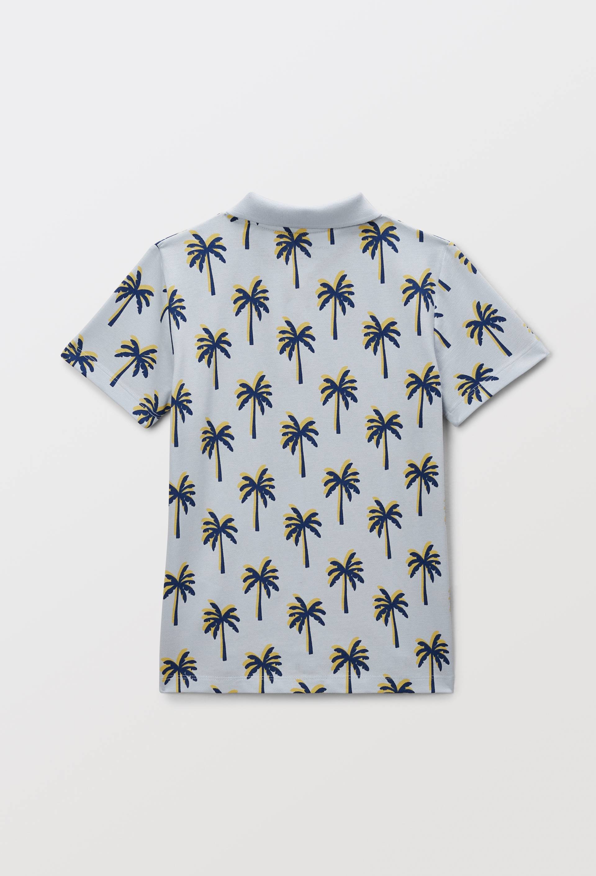 Polo manches courtes imprim&eacute; en coton BIO GOTS, Bleu clair, large image number 2