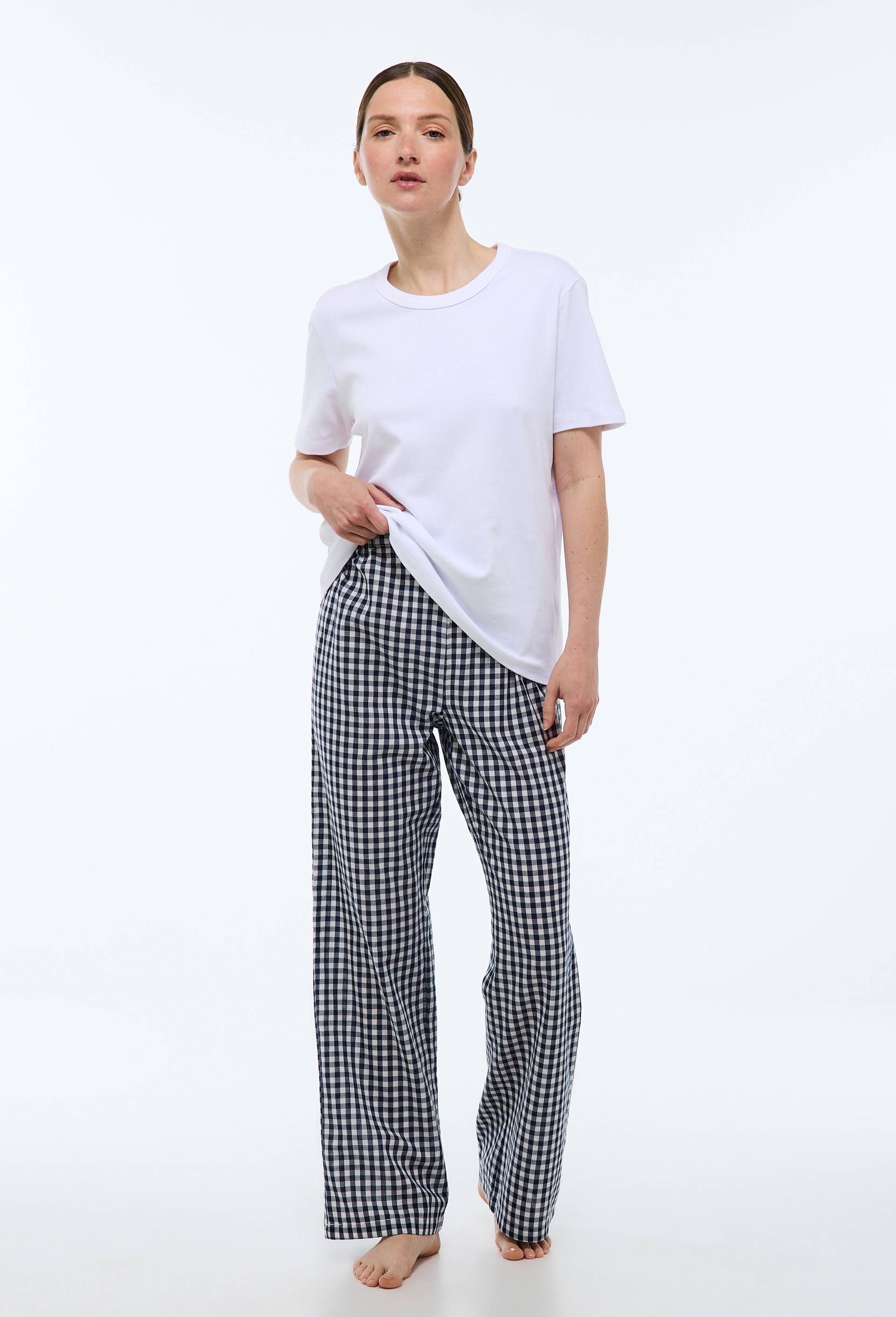 Pantalon large fluide imprim&eacute; en coton BIO GOTS, Bleu fonc&eacute;, large image number 0
