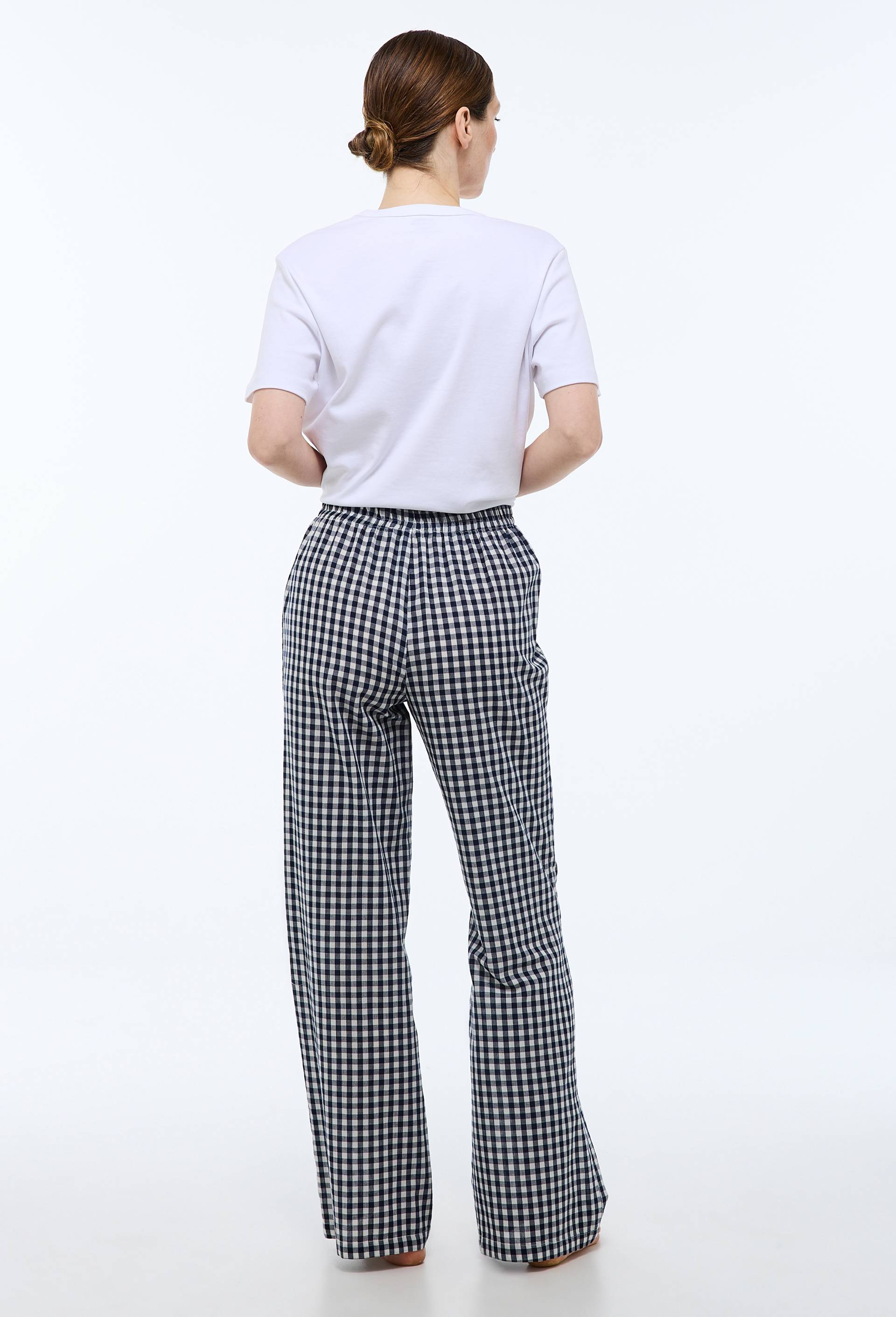 Pantalon large fluide imprim&eacute; en coton BIO GOTS, Bleu fonc&eacute;, large image number 1