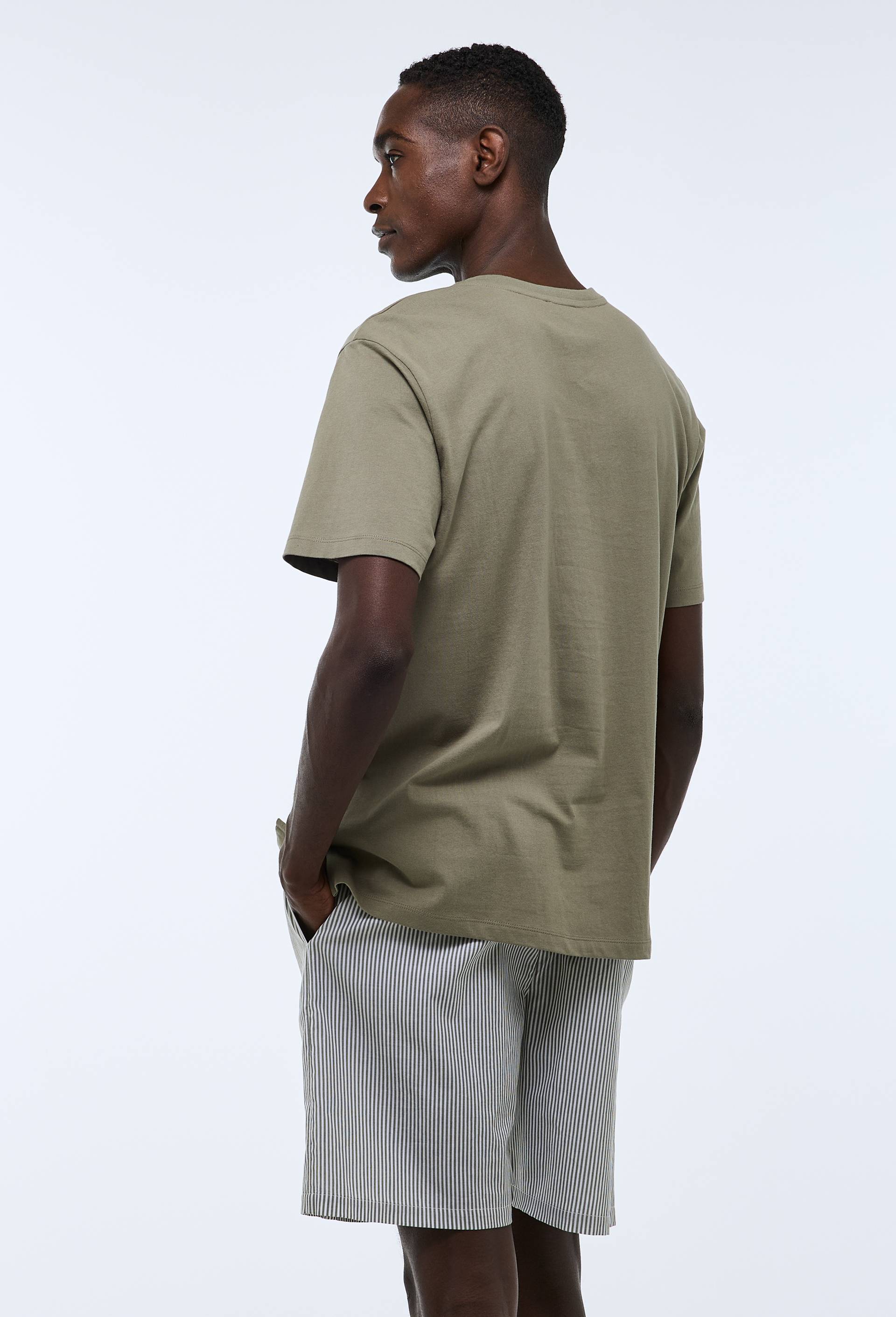 Pyjama T-shirt manches courtes et Short ray&eacute; en coton BIO GOTS, Vert, large image number 1.0