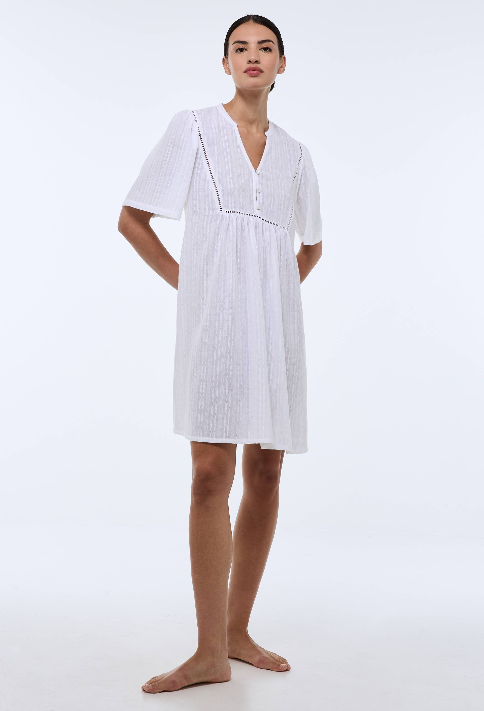 Chemise de nuit en coton BIO GOTS, Blanc, swatch image