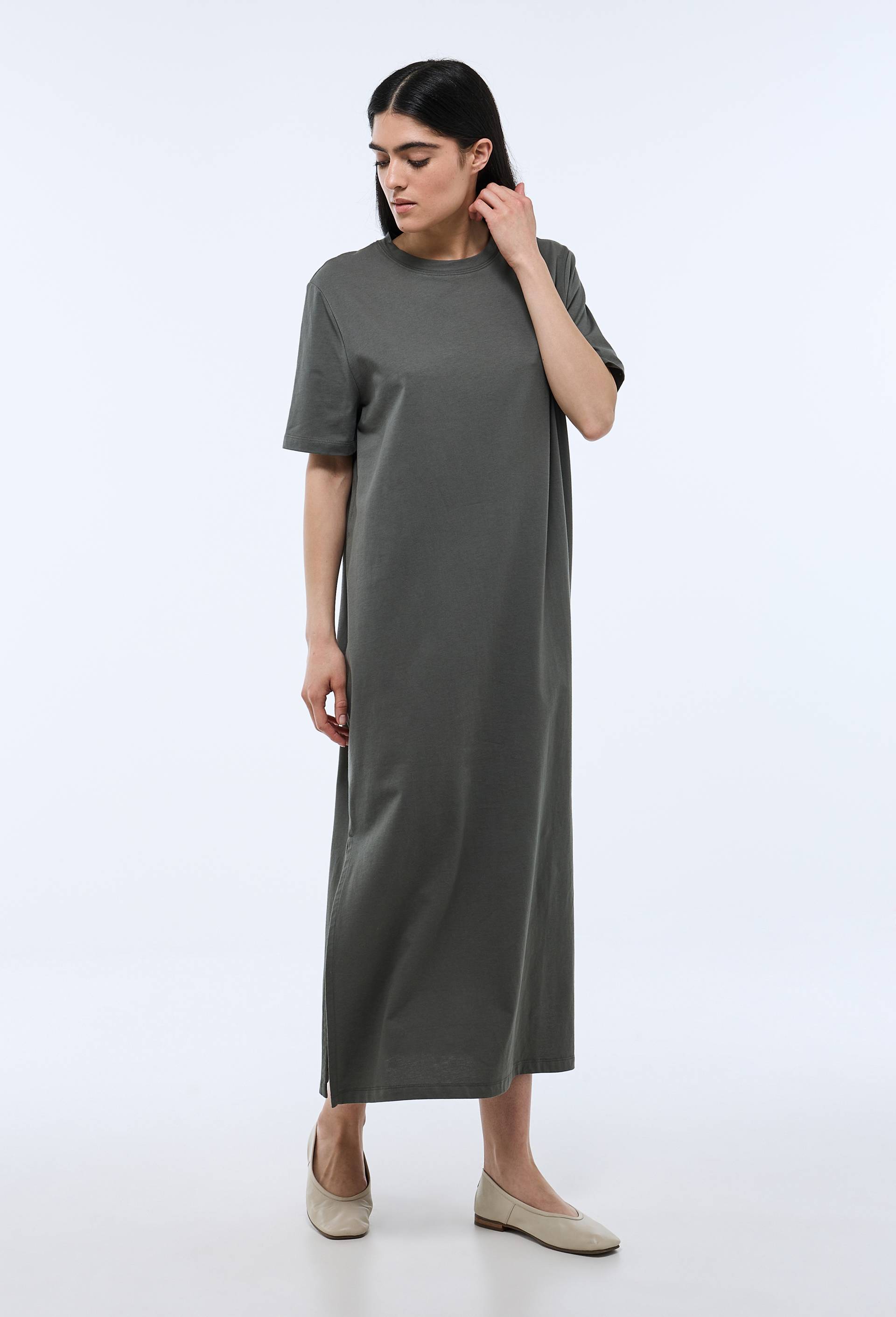 Robe t-shirt en coton BIO GOTS, Vert fonc&eacute;, large image number 0