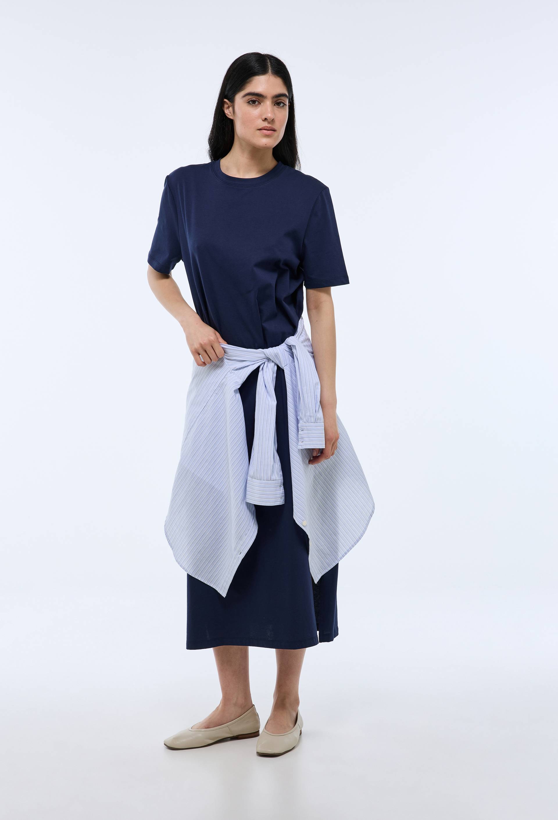 Robe t-shirt en coton BIO GOTS, Bleu fonc&eacute;, large image number 0
