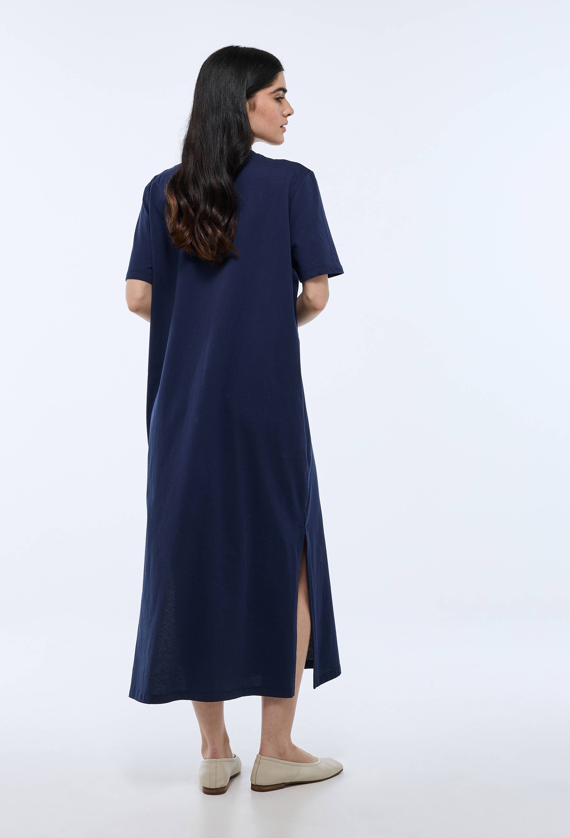 Robe t-shirt en coton BIO GOTS, Bleu fonc&eacute;, large image number 1