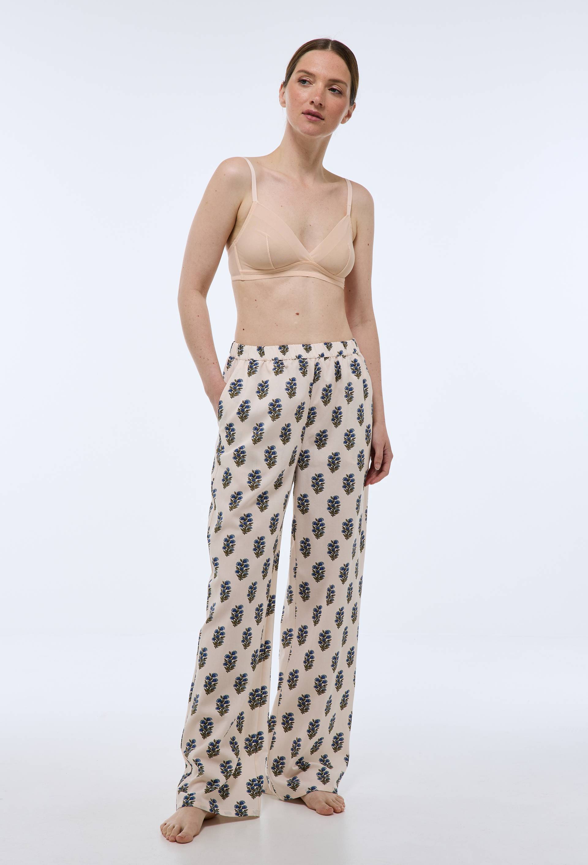 Pantalon large imprim&eacute; en coton BIO, Rose clair, large image number 0