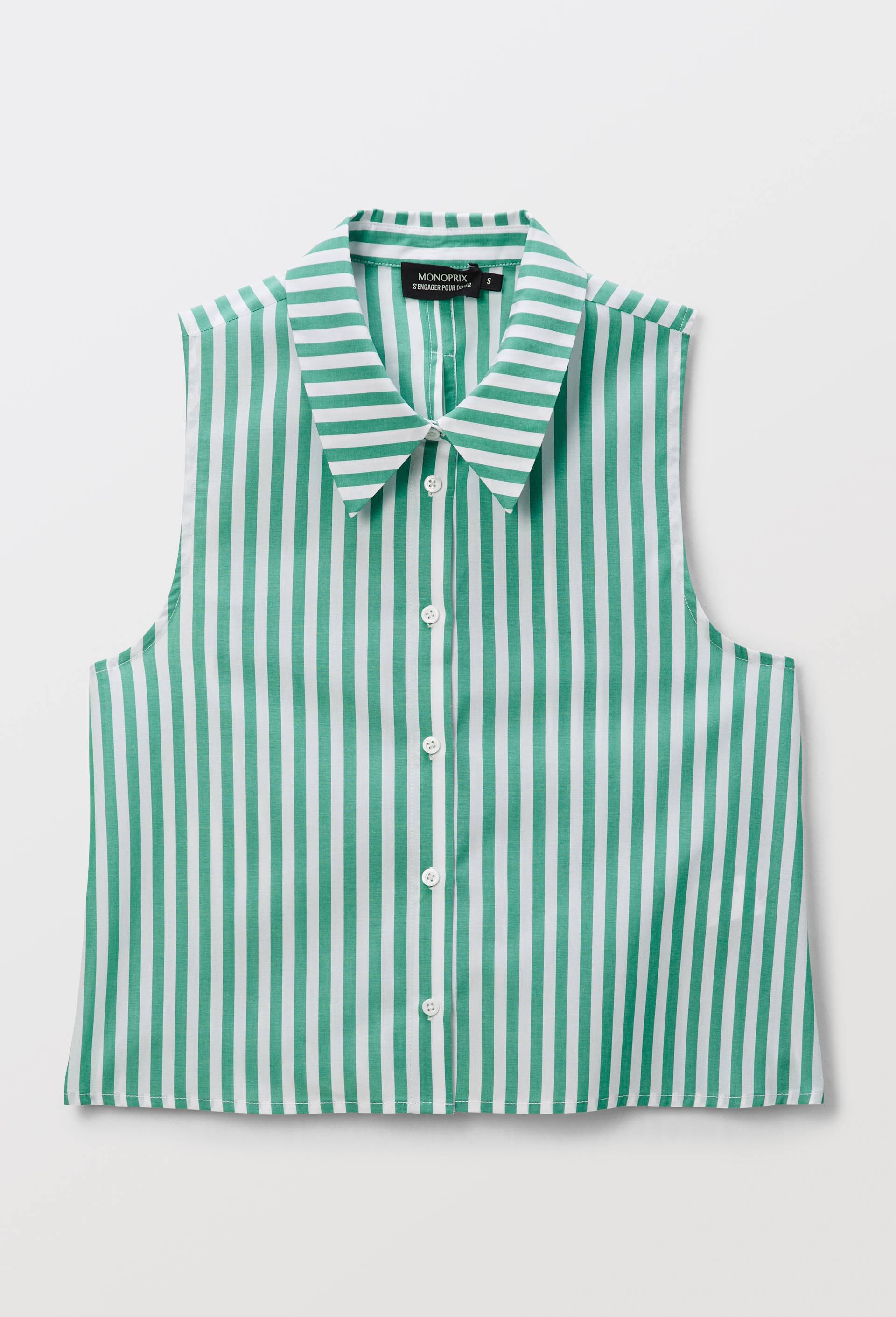 Chemise sans manches ray&eacute;e en coton BIO GOTS, Vert, large image number 2.0