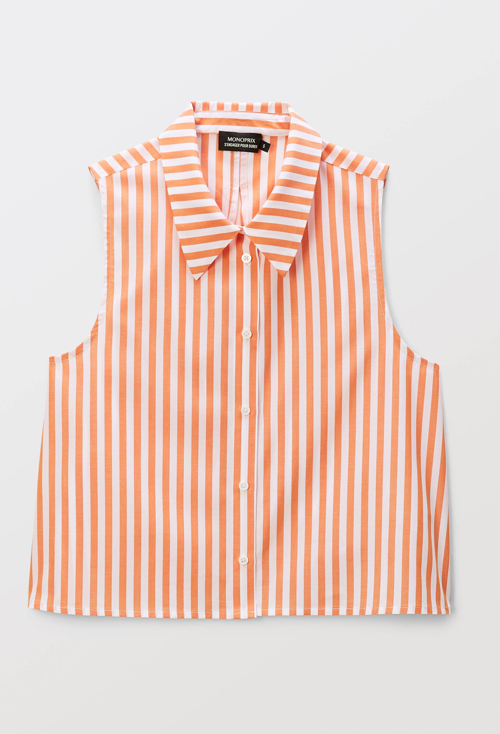 Chemise sans manches ray&eacute;e en coton BIO GOTS, Orange, large image number 2.0