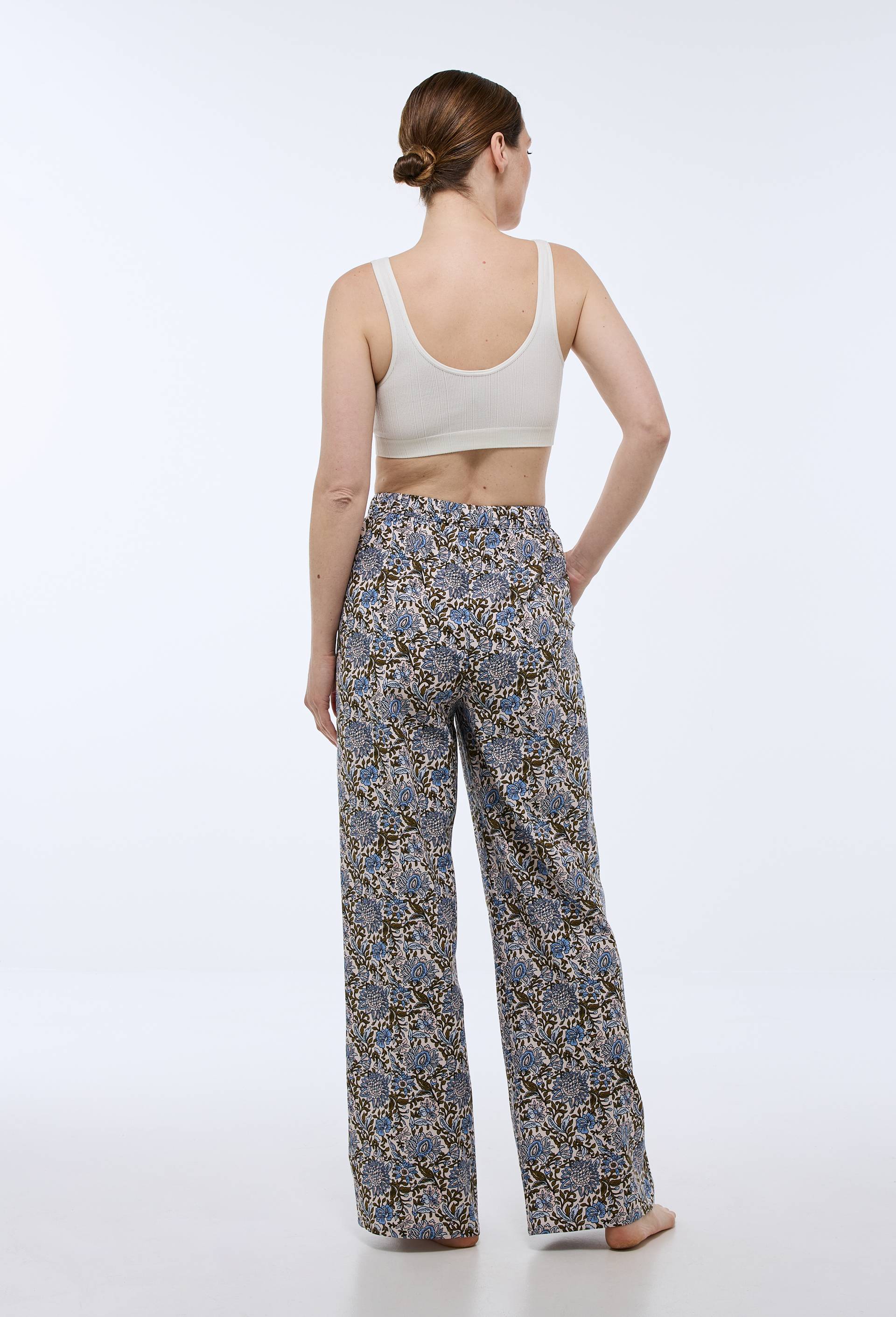 Pantalon large imprim&eacute; en coton BIO, Ecru, large image number 1
