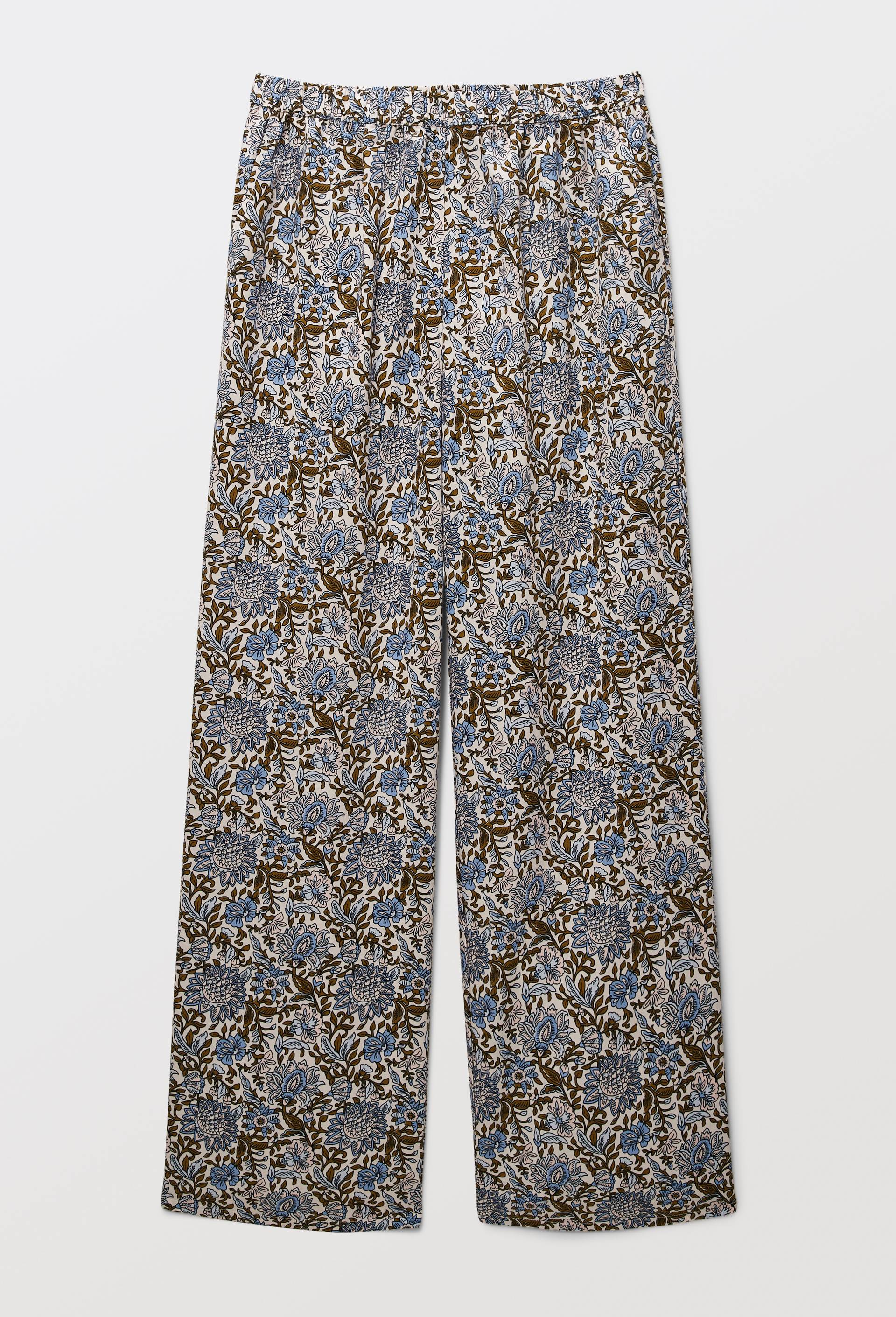 Pantalon large imprim&eacute; en coton BIO, Ecru, large image number 2.0