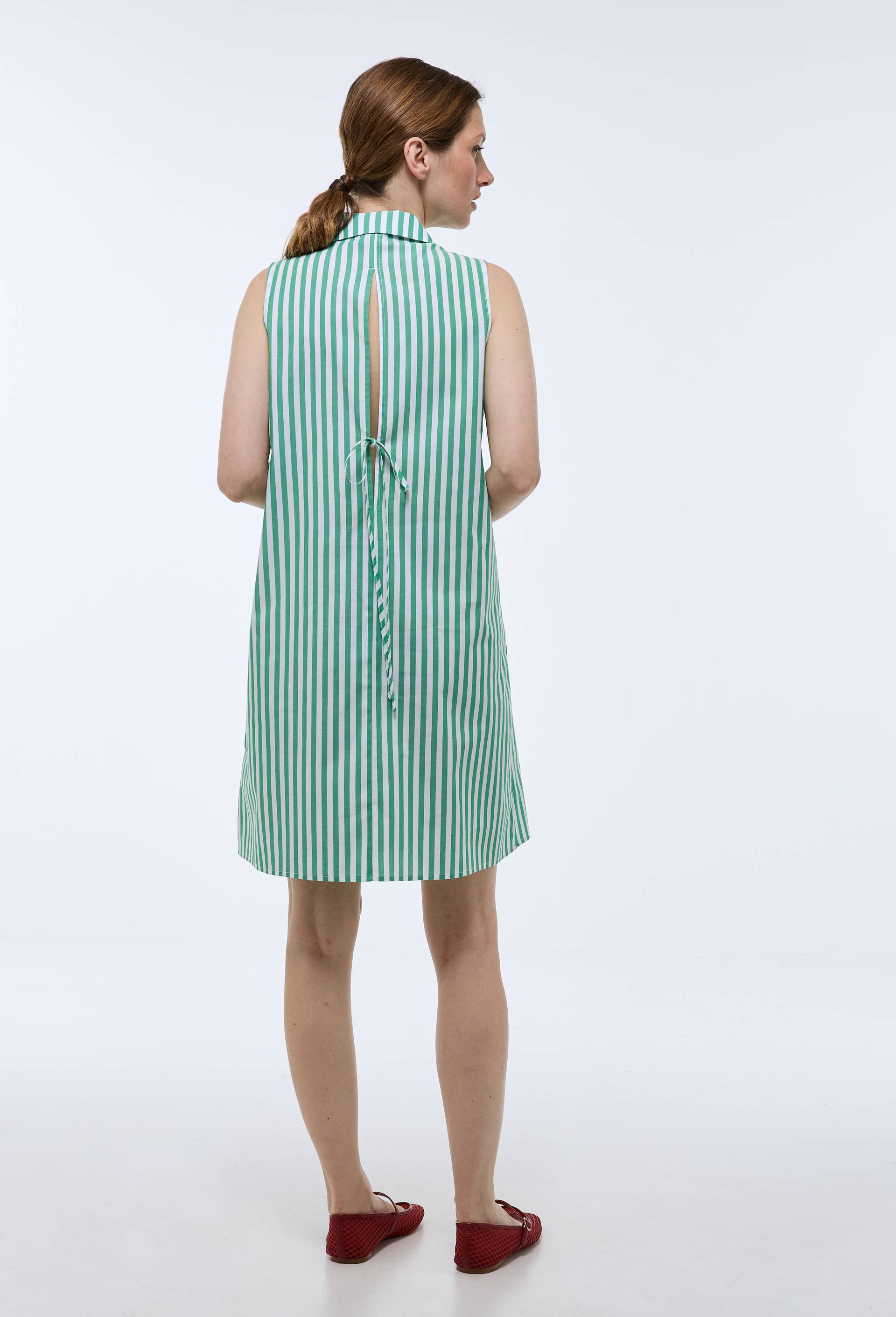 Robe courte ray&eacute;e en coton BIO GOTS, Vert, large image number 1